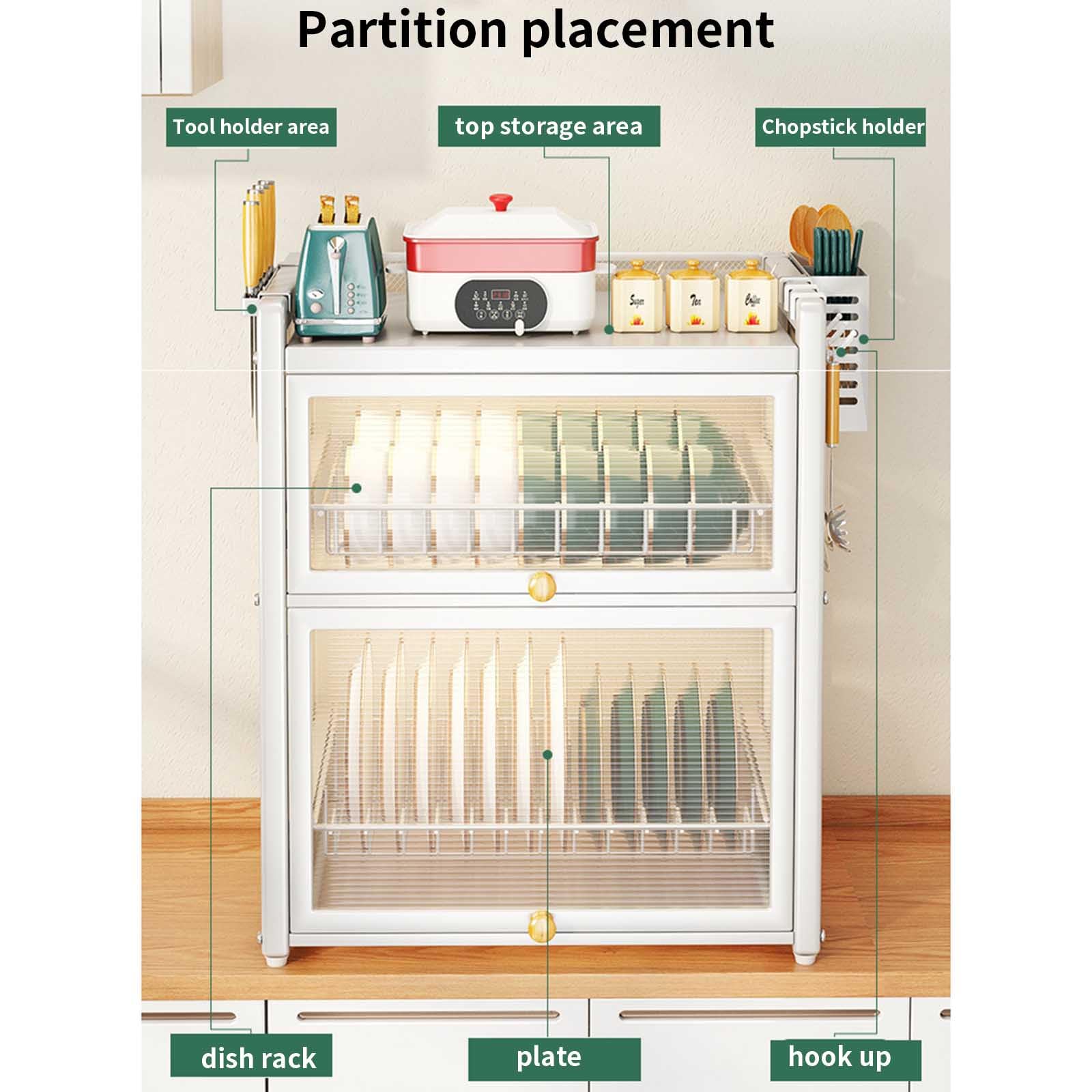 Scolapiatti Scolapiatti Scolapiatti Scolapiatti sopra Il lavello Scolapiatti con vaschetta raccogli-Gocce 2 Ripiani Grande con portaposate Antipolvere Porta a ribalta Design con ve