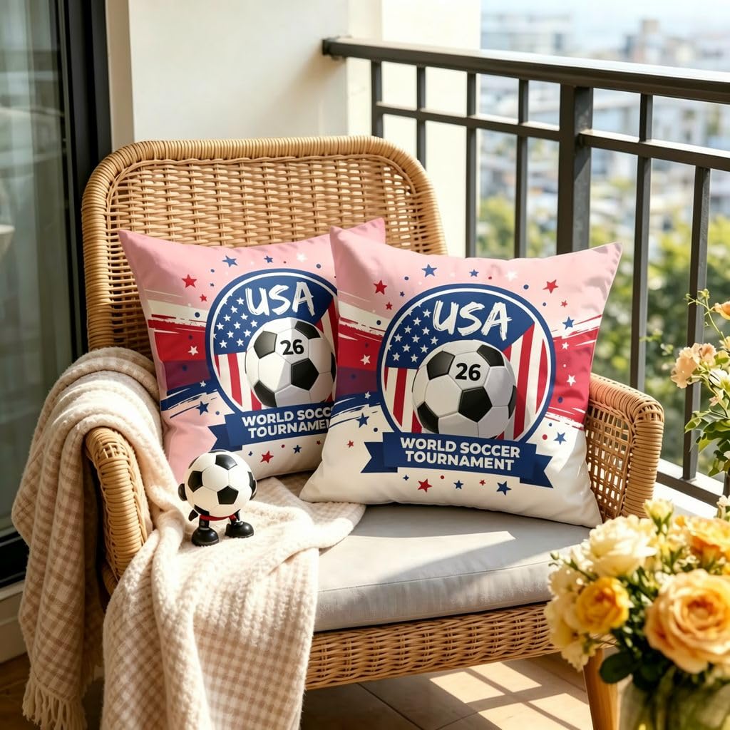 USA Soccer Season Linen Pillow Covers -14x14