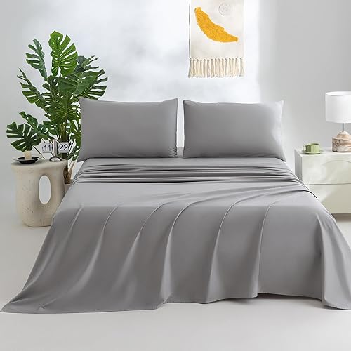 Miniatura 8 de Sábanas 100% algodón tamaño King con bolsillo profundo para colchones de 18 a 24 pulgadas, lujosas, suaves, transpirables, refrescantes, algodón