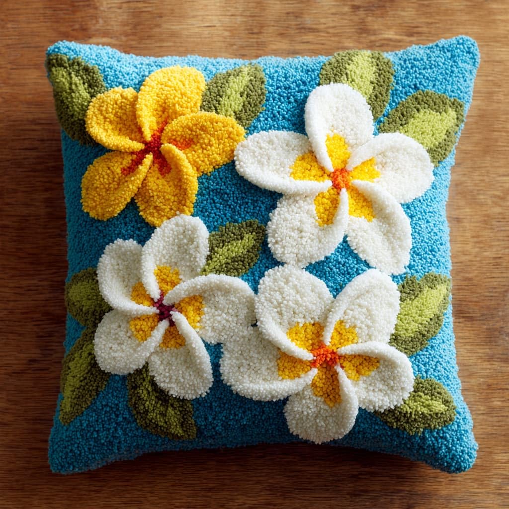 WallustrioaW Latch Hook Kits Pillow 17x17in,Frangipani