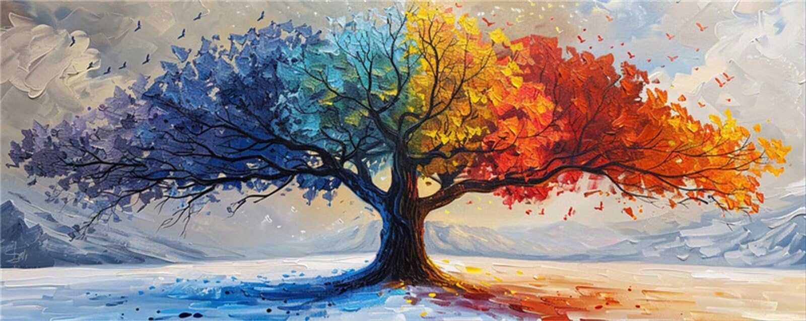Paysage Peinture Diamant Adulte, Arbre Vie Diamond Painting Adulte, Diamant Painting Strass Point de Croix Cristal Art Kit Broderie Diamant, Diamond Painting Grand Format, Décoration Murale 130x50cm