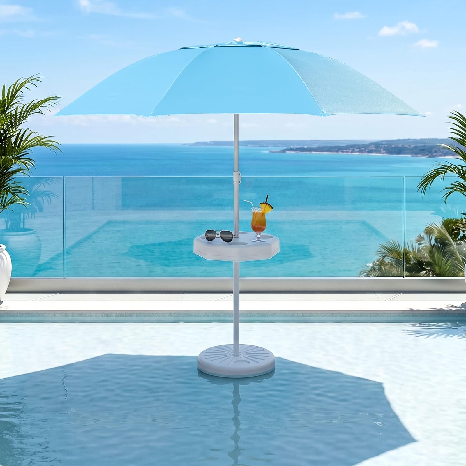 Photo 1 of ChickVilla Blue Pool Umbrella with Table