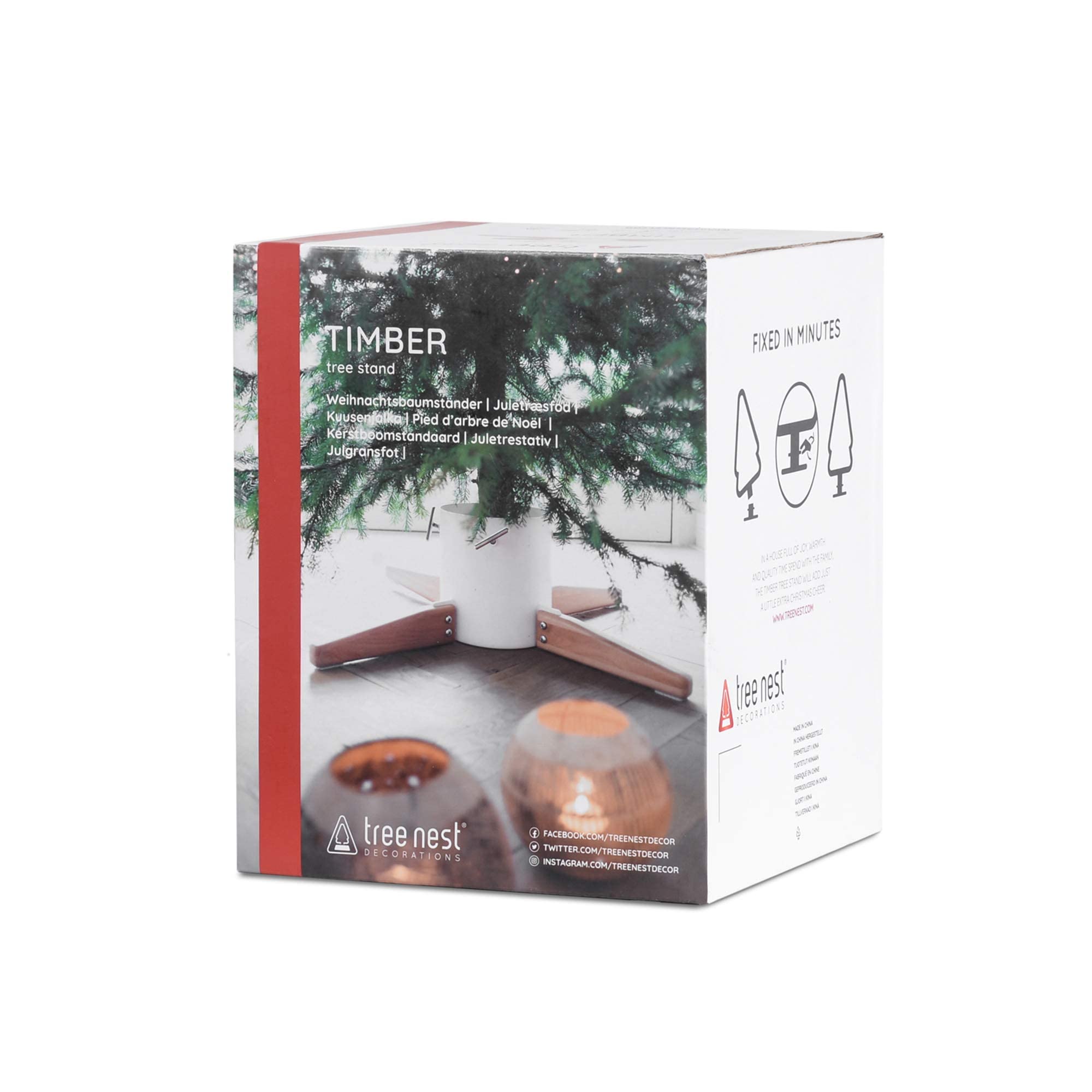 Tree Nest Pied de Sapin de Noël Support Pied de Sapin avec Réserve d'eau - Timber Christmas Tree Stand pour Sapin jusqu'à 3.5m, Tronc de 6 à 14 cm Blanc