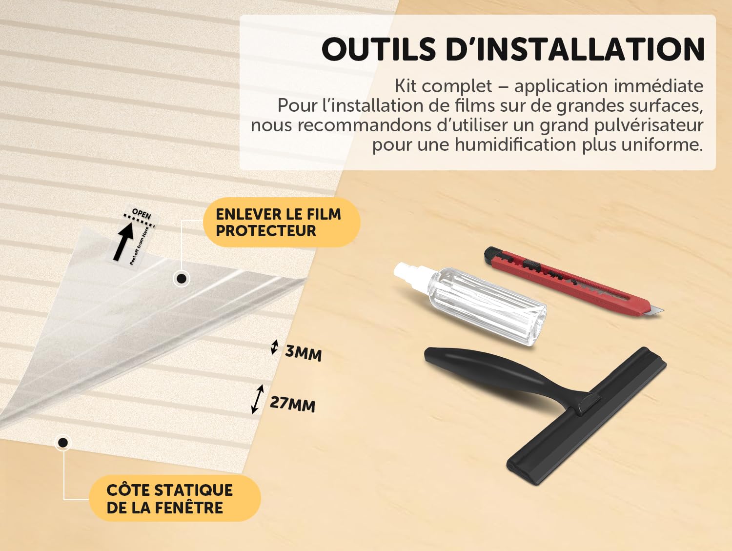 Film Fenetre Anti Regard 90x400 cm, Film Occultant Fenêtre Anti UV, Film Adhesif, Film Opaque pour Vitre Dépoli pour Salle de Bain Cuisine Bureau Maison Chambre, Rayures