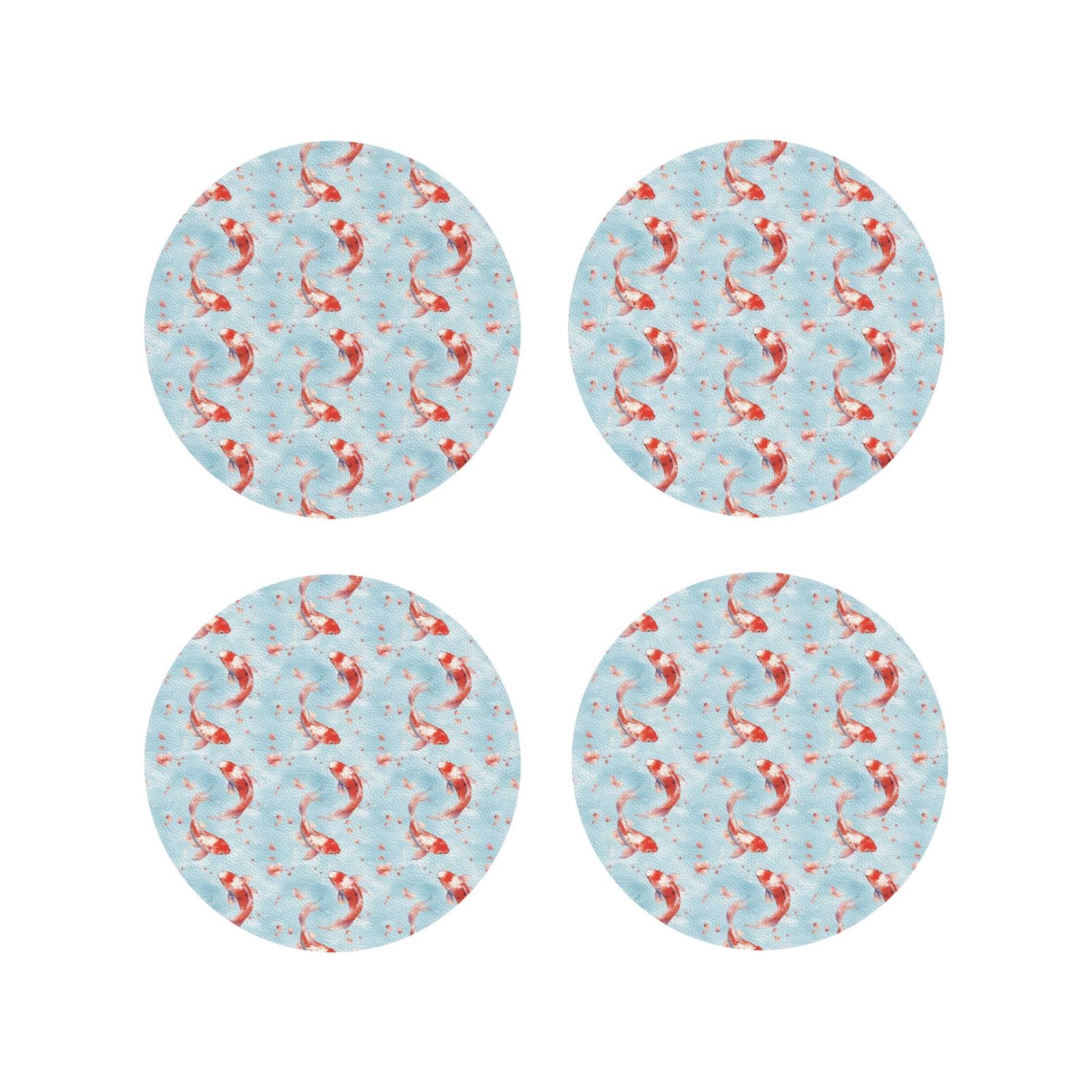 Smazdfxx Women's As Pic Leather Coasters Set Of 4 - Cute Goldfish (A) Print Lightweight Drink Coasters For Desk