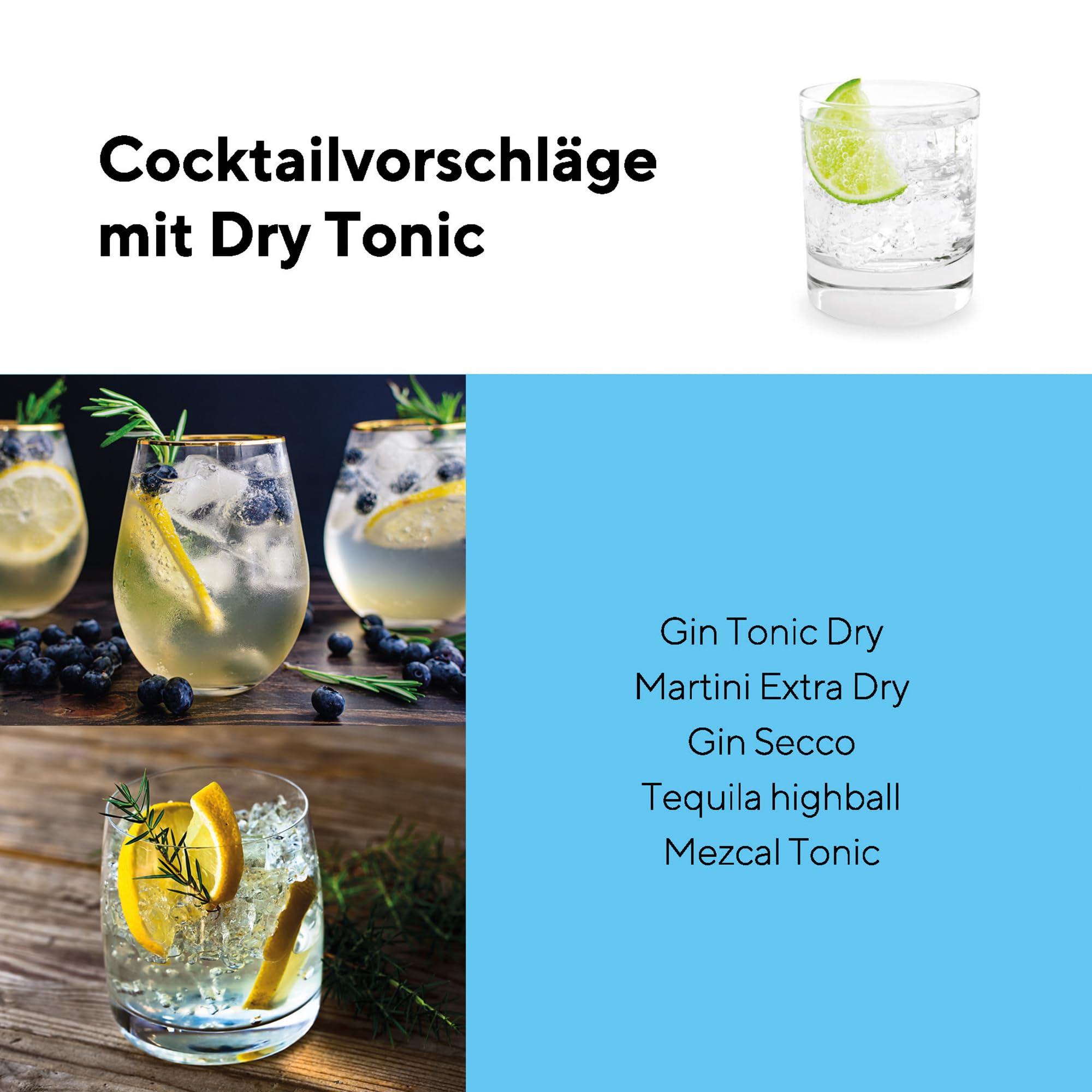 GEMELLii Dry Tonic Water, 4x 200ml Flasche, natürliche Inhaltsstoffe, mit Agavendicksaft gesüßt, Made in Italy