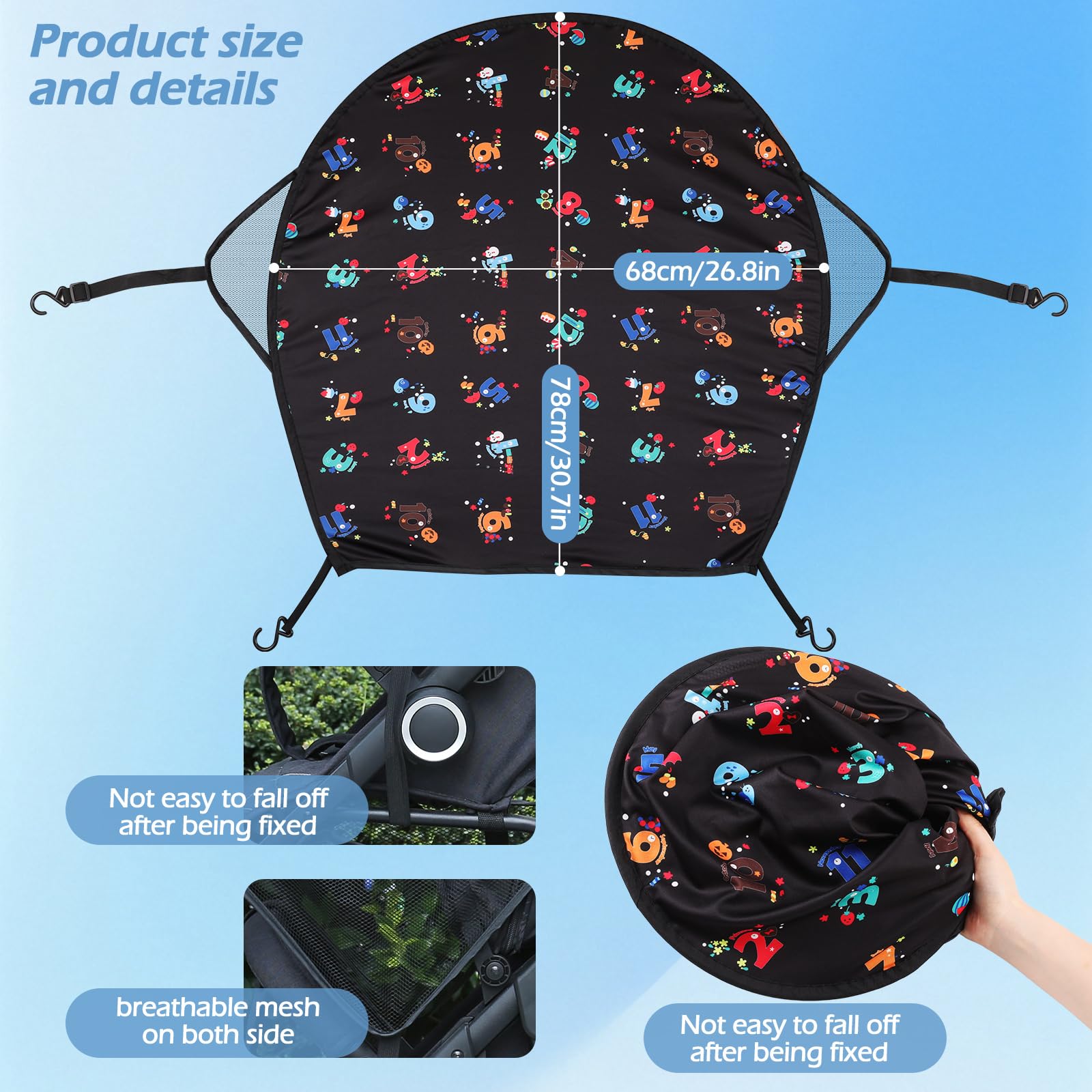 WD&CD Sonnensegel Kinderwagen UV Schutz Sonnenschutz Buggy