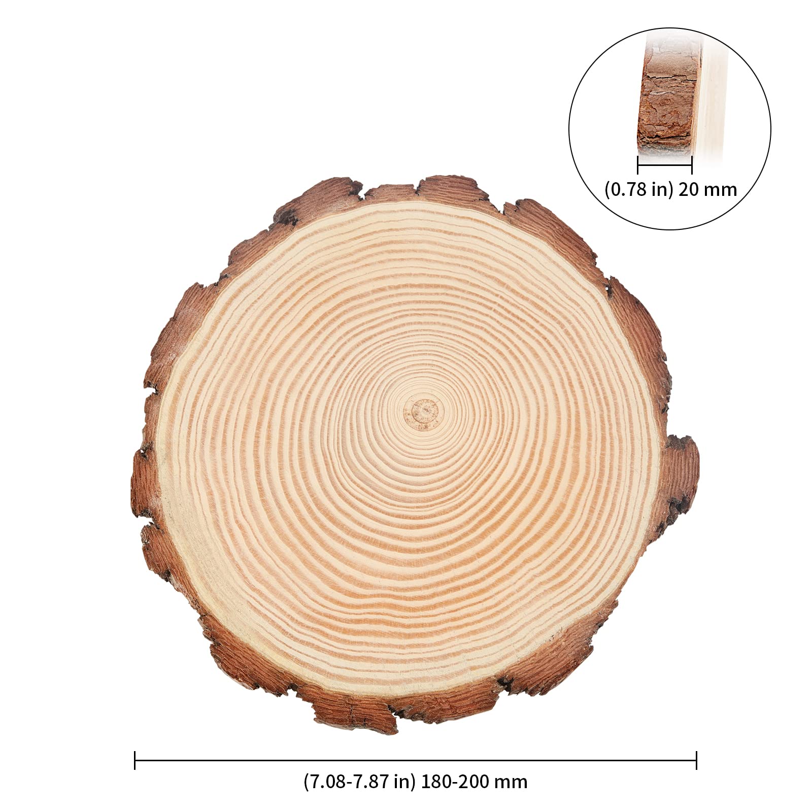 KEILEOHO 8 Stück natürliche Holzscheiben, 18–20 cm, unlackierte Holzkreise, runde Holzscheiben, Holzscheiben, Holzscheiben, Holz, Runde für Bastelarbeiten