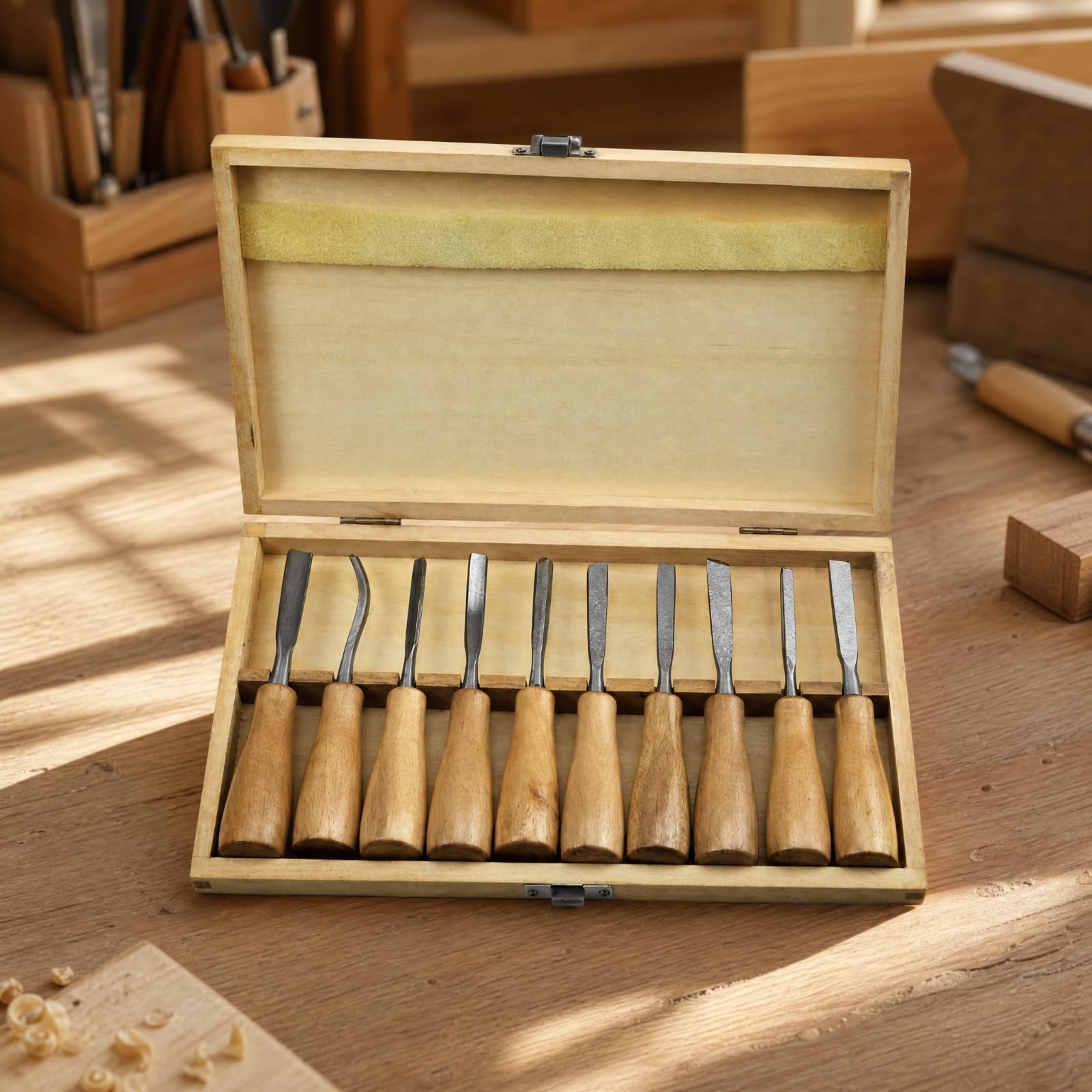 10 Pezzi Kit di Intaglio Del Legno con Custodia Pratico Durevole per Principianti