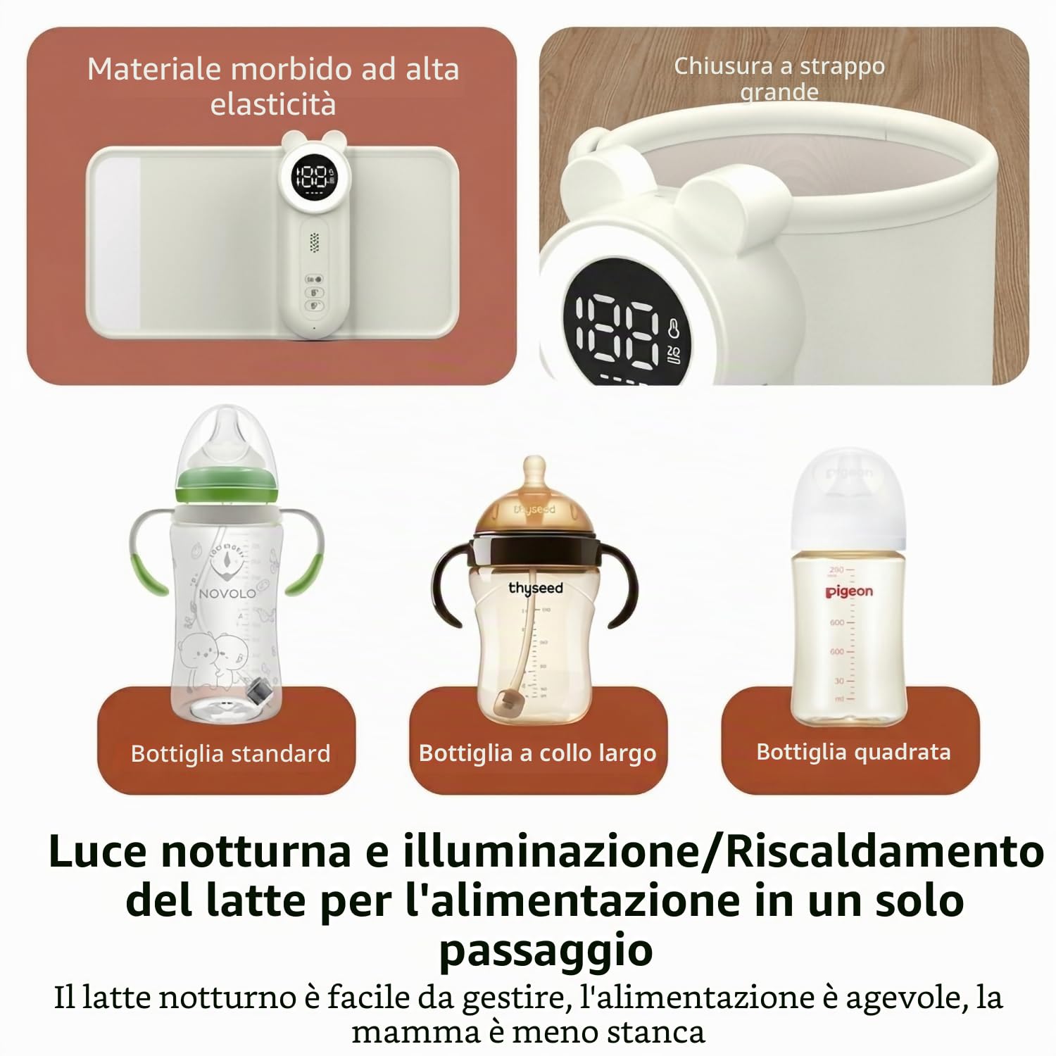 Cozytots Scaldabiberon per bambini, in viaggio, matchild, con USB, thermos con indicatore di temperatura, borsa termica per bottiglie di bambini, borsa termica portatile