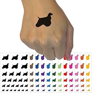 American Cocker Spaniel Dog Solid Temporary Tattoo Water Resistant Fake Body Art Set Collection - Yellow (One Sheet)