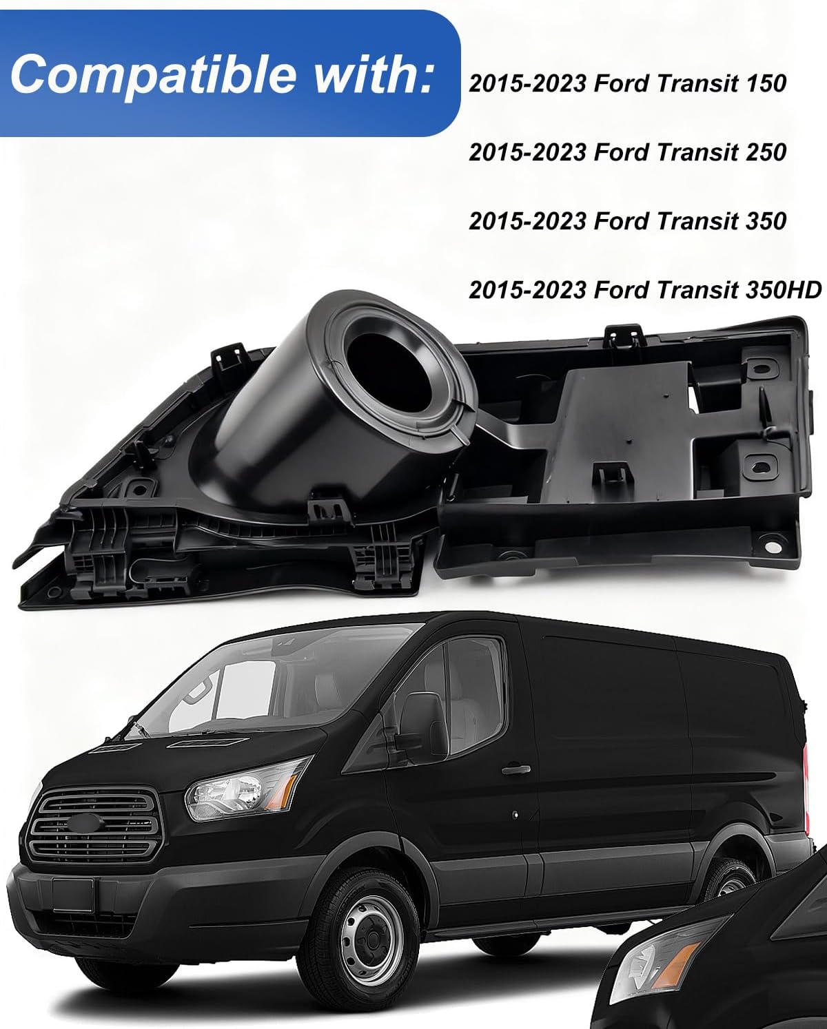 Transit Fuel Door, Transit Gas Door w/Black cover Fits for 2015-2023 Ford Transit 150 250 350 350HD,Filler Door Housing Pocket Hinge Replace# CK4Z-5427936-A,CK4Z-5427936-F,CK4Z-5427936-J