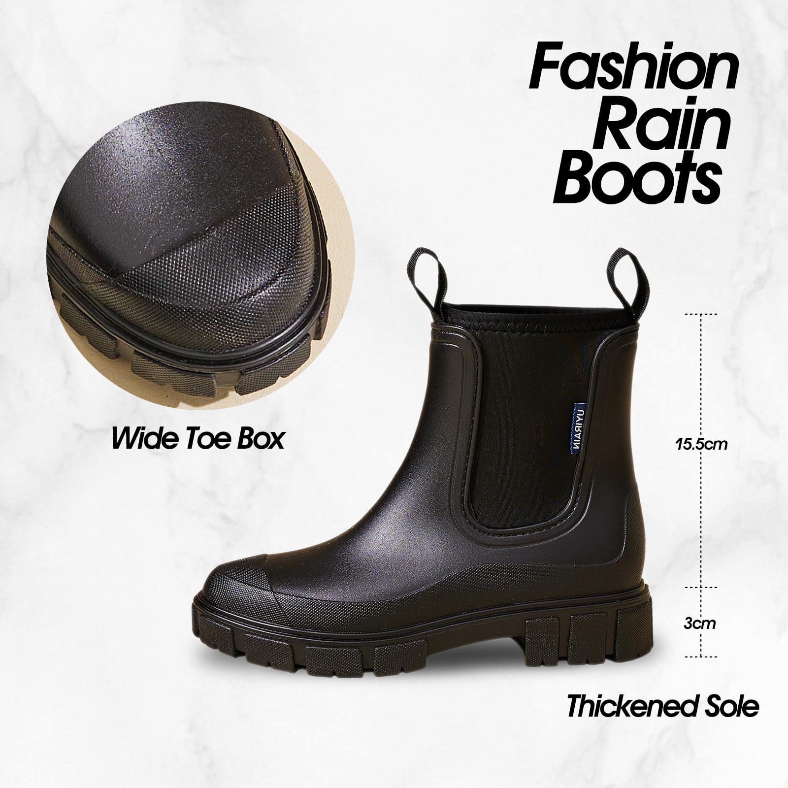 Gummistiefel Damen Halbhohe Chelsea Boots Wasserdicht Gummistiefeletten Atmungsaktiv Regenschuhe Rutschsicher Bequem Garten Stiefeletten 35-40 EU