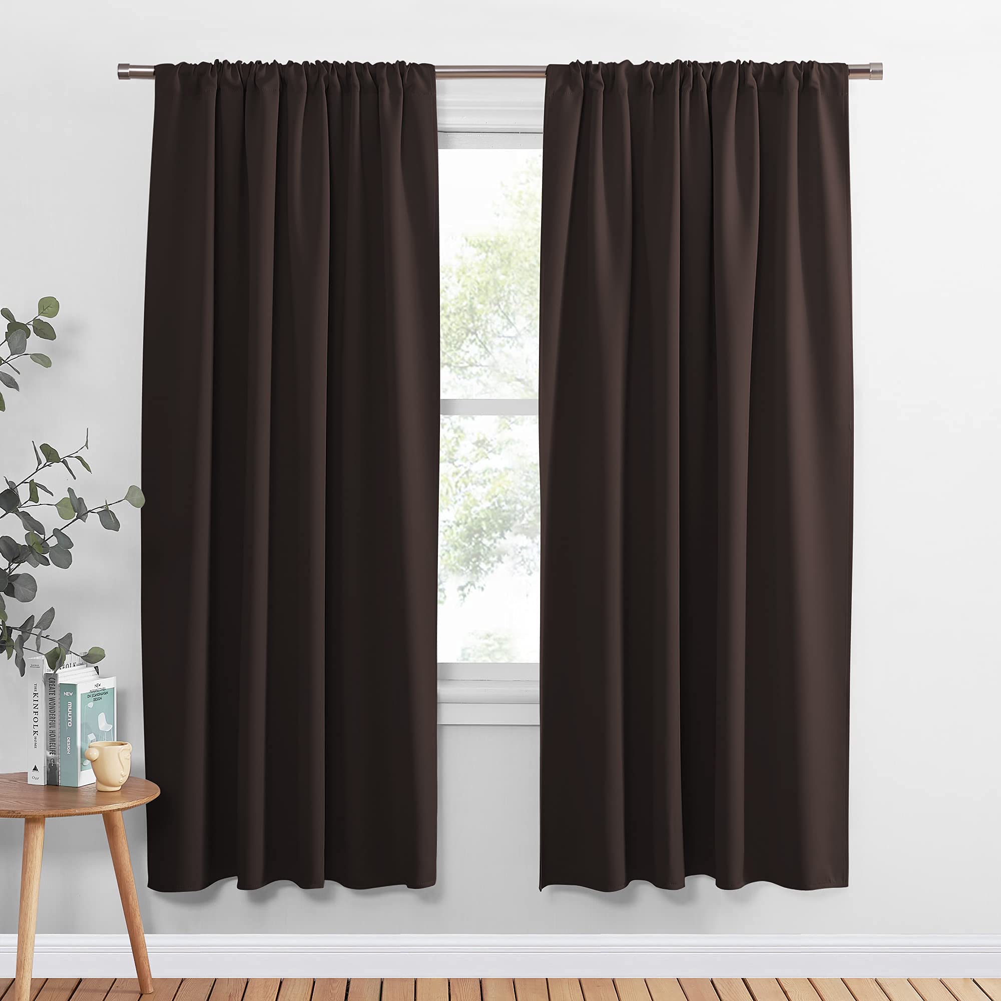 PONY DANCE Blackout Curtain Panels - Light Block Thermal Insulated Curtains with Rod Pocket Home Decoration Energy Saving for Bedroom Living Room, 42