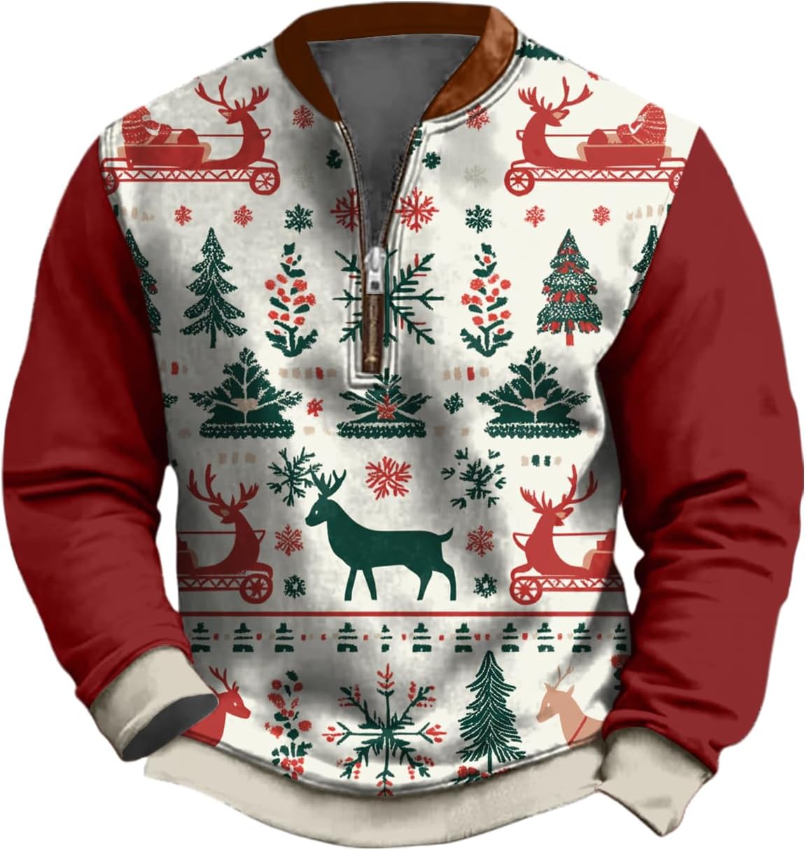 Halloween Hoodies Men Funny Print Half Zip Pullover Long Sleeve Crewneck Big And Ta...