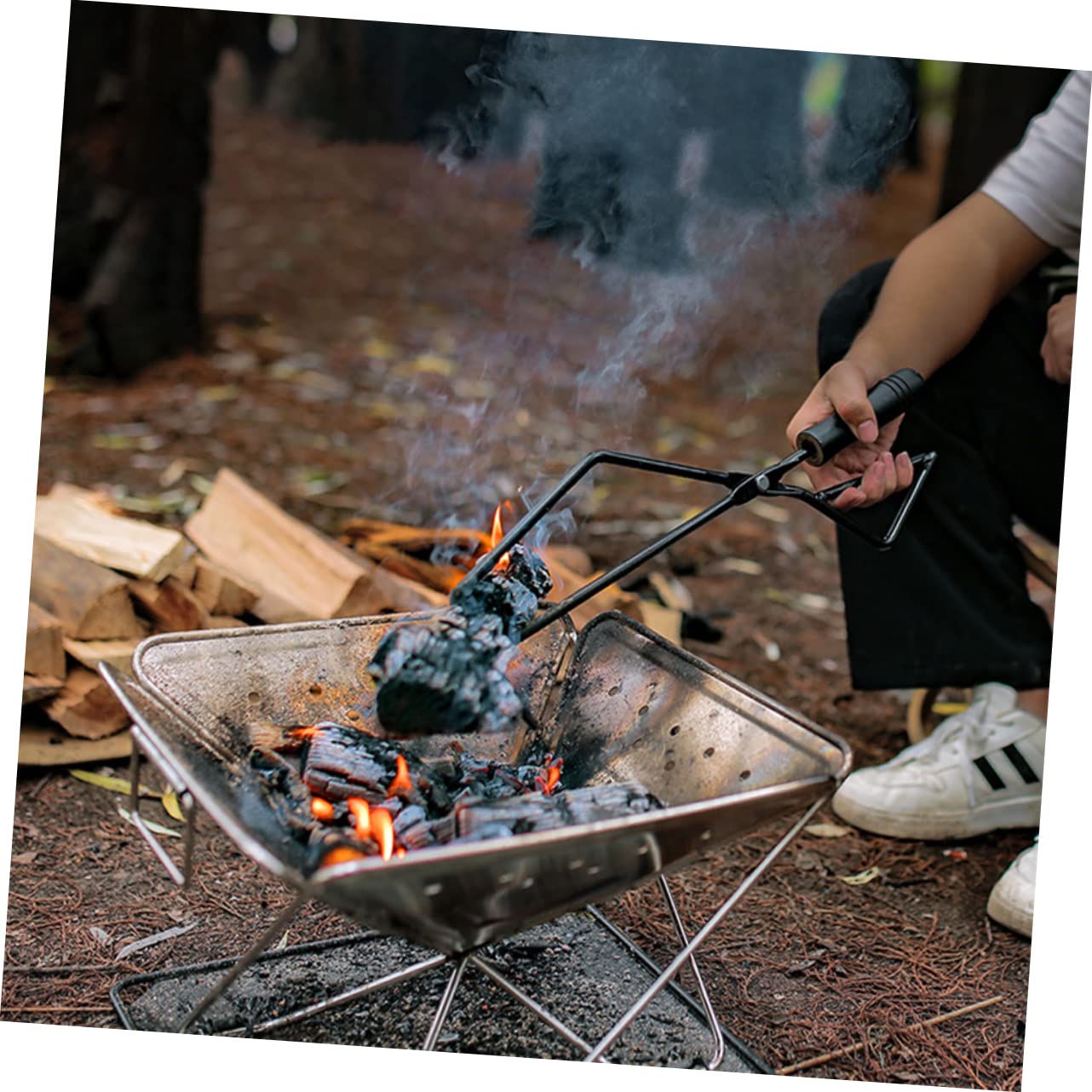 ifundom Pinze Per Tronchi Lunghe e Leggere Pinze Per Braciere Resistenti Accessori Per Caminetti Con Manico Attrezzi Per Per Barbecue e Picnic