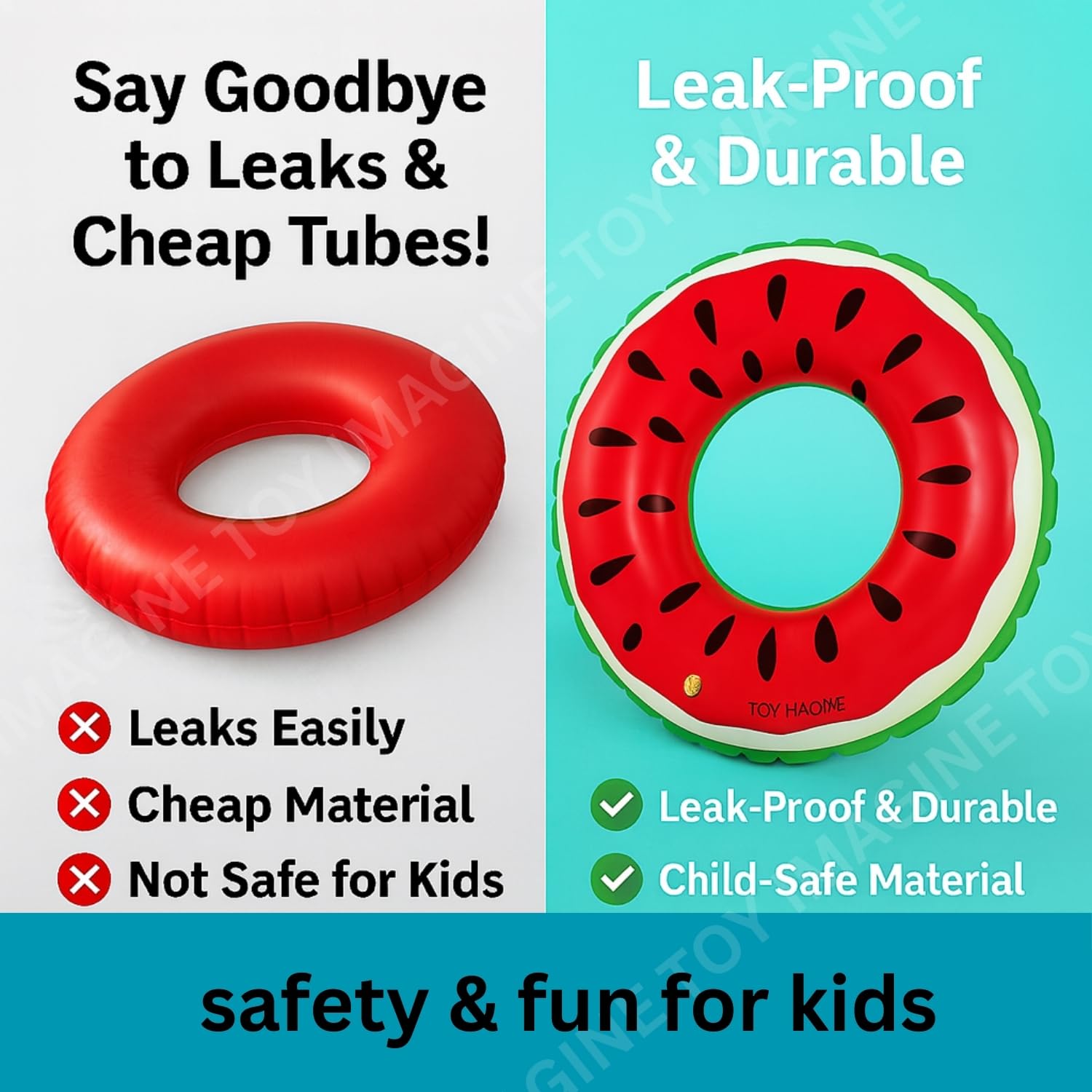 Toy Imagine Watermelon Inflatable Swimming Tube Kids Floating Swim Ring,Baby Tube,Water Toys & Pool Party Accessories for Boys and Girls Summer Fun (60 cm) 3