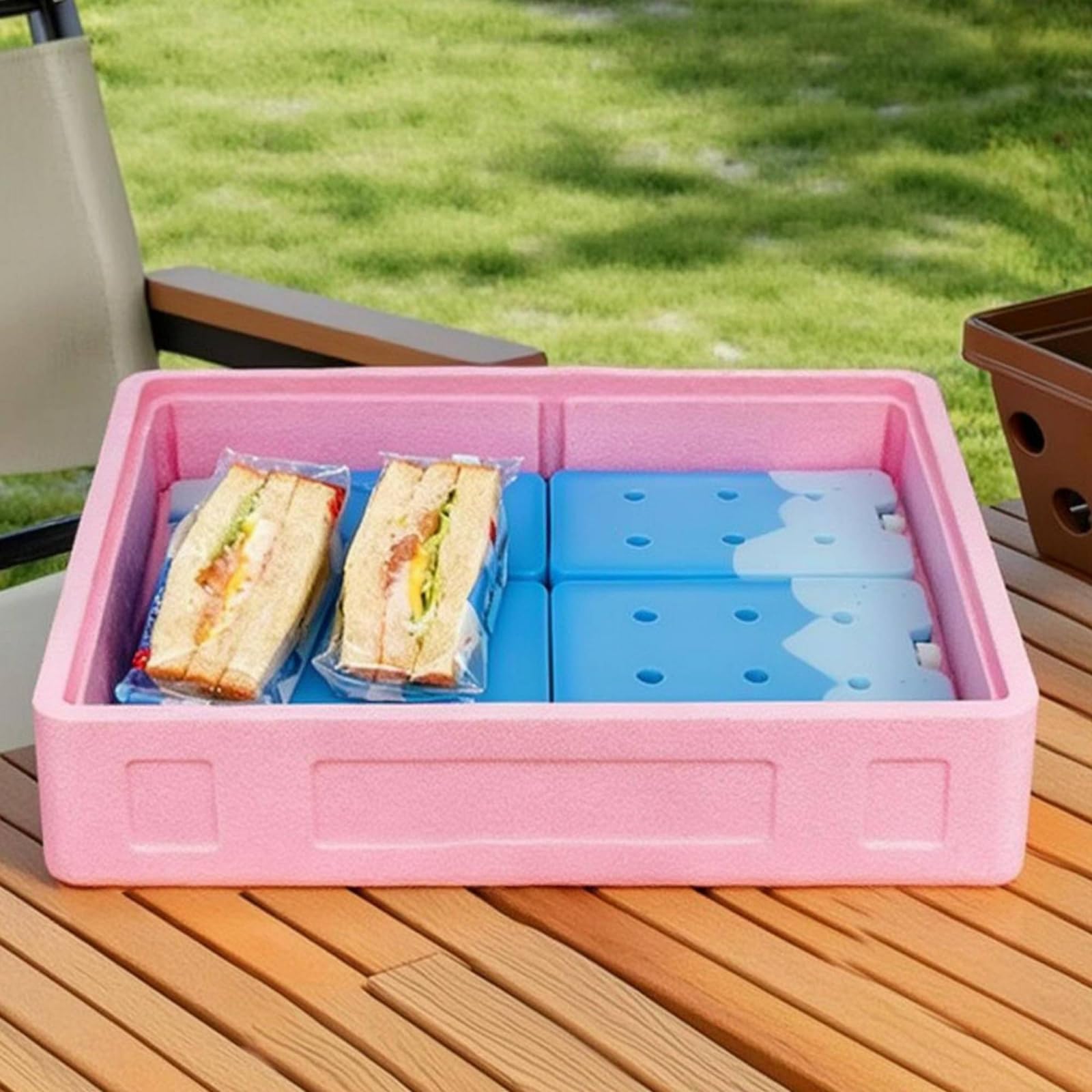 Baoblaze Contenedor Isotérmico Caja Térmica Portátil Recipiente Aislante Portador de Alimentos con Diseño Rectangular y Tapa Visible para Conservación Térmica, Naranja