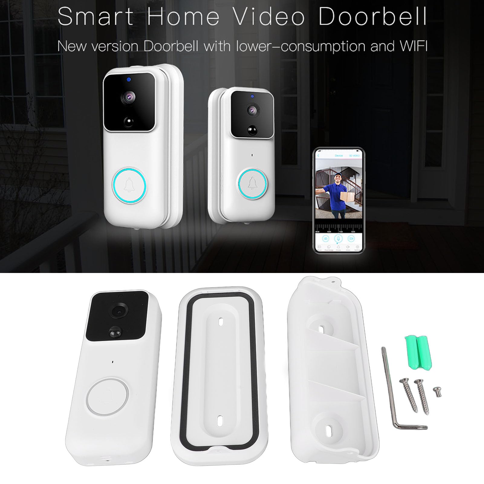 Videocitofono, Videocamera per Campanello con Campanello Video Intelligente WiFi Bidirezionale 1080p per Casa