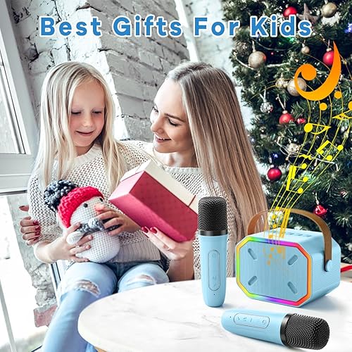 Miniatura 7 de Máquina de karaoke para niños Micrófono canto Mini micrófono de karaoke portátil Bluetooth para niños y niñas pequeños adultos azul