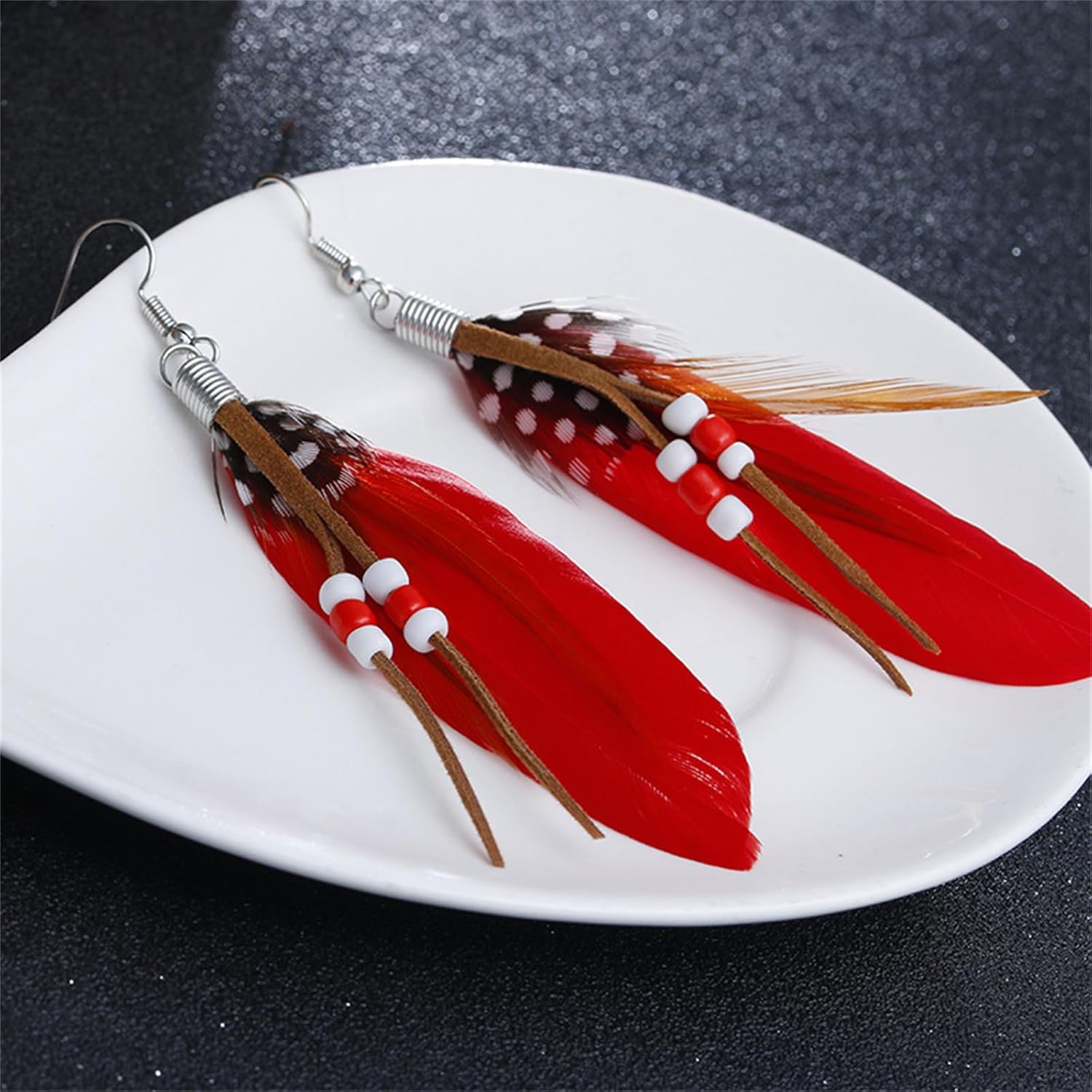 MALOYANVE Feather Earrings Multi piece Set For Women Dream Catcher Bohemian Fringe Tassel Long Drop Dangle Earrings Set With Fashion Accessories For Wedding Party Jewelry Gifts - Image 4