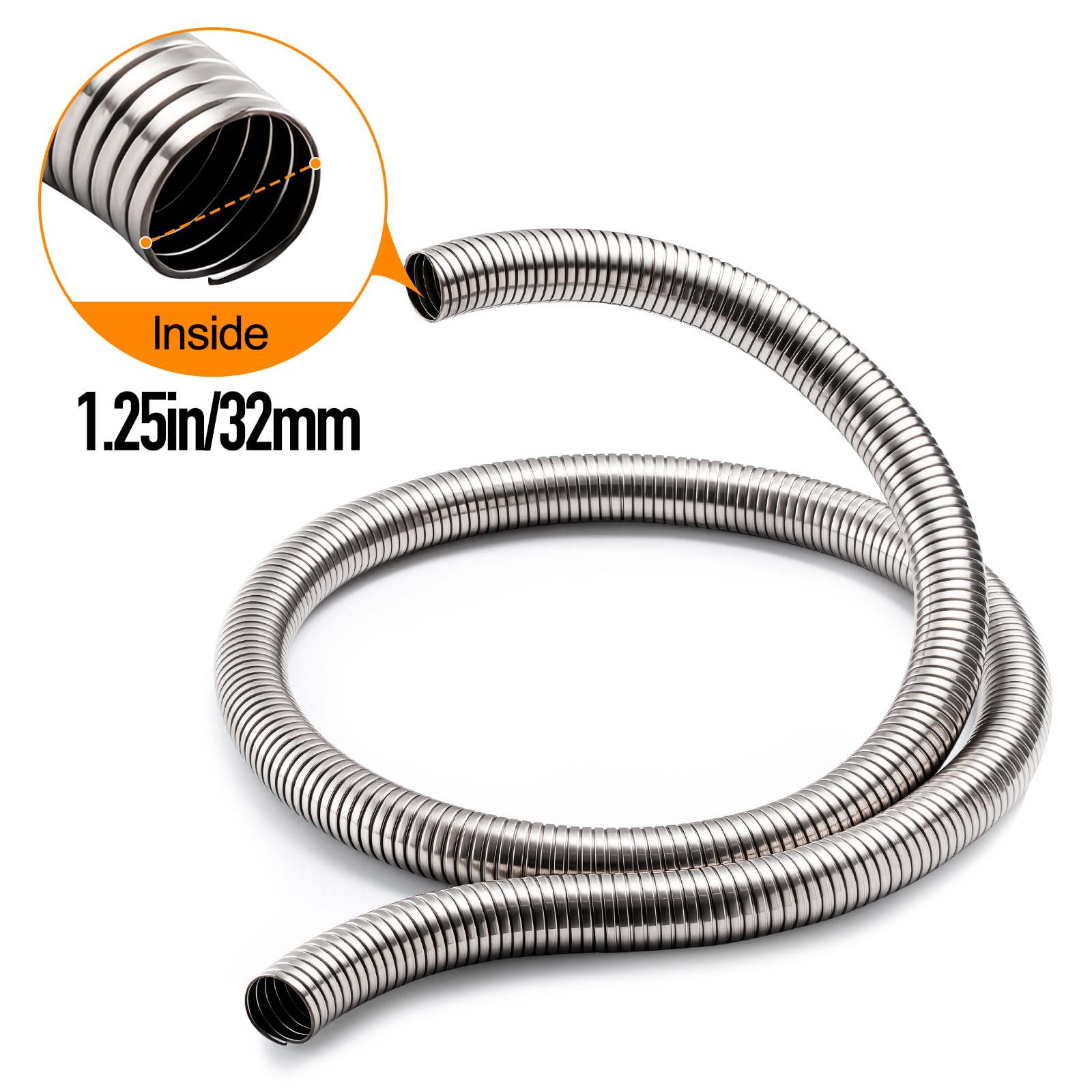 HZJD Tubo Flessibile Di Scarico In Acciaio Inossidabile(1.25''x72.00''/32x1830mm)