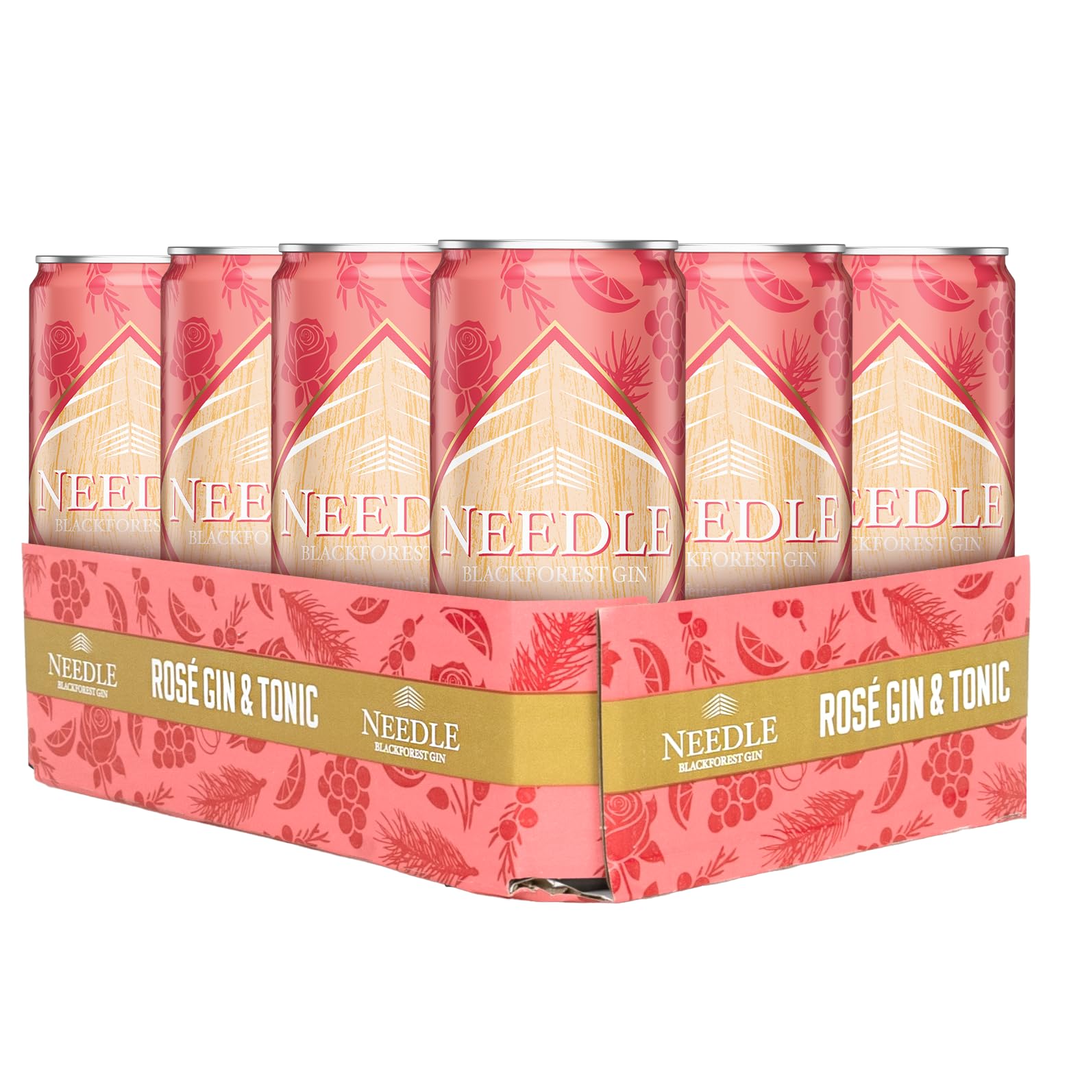 Needle Rosé Gin&Tonic - der fertige G&T aus der Dose mit Needle Rosé Gin (alc. 10% vol) - 12 x 0,33l