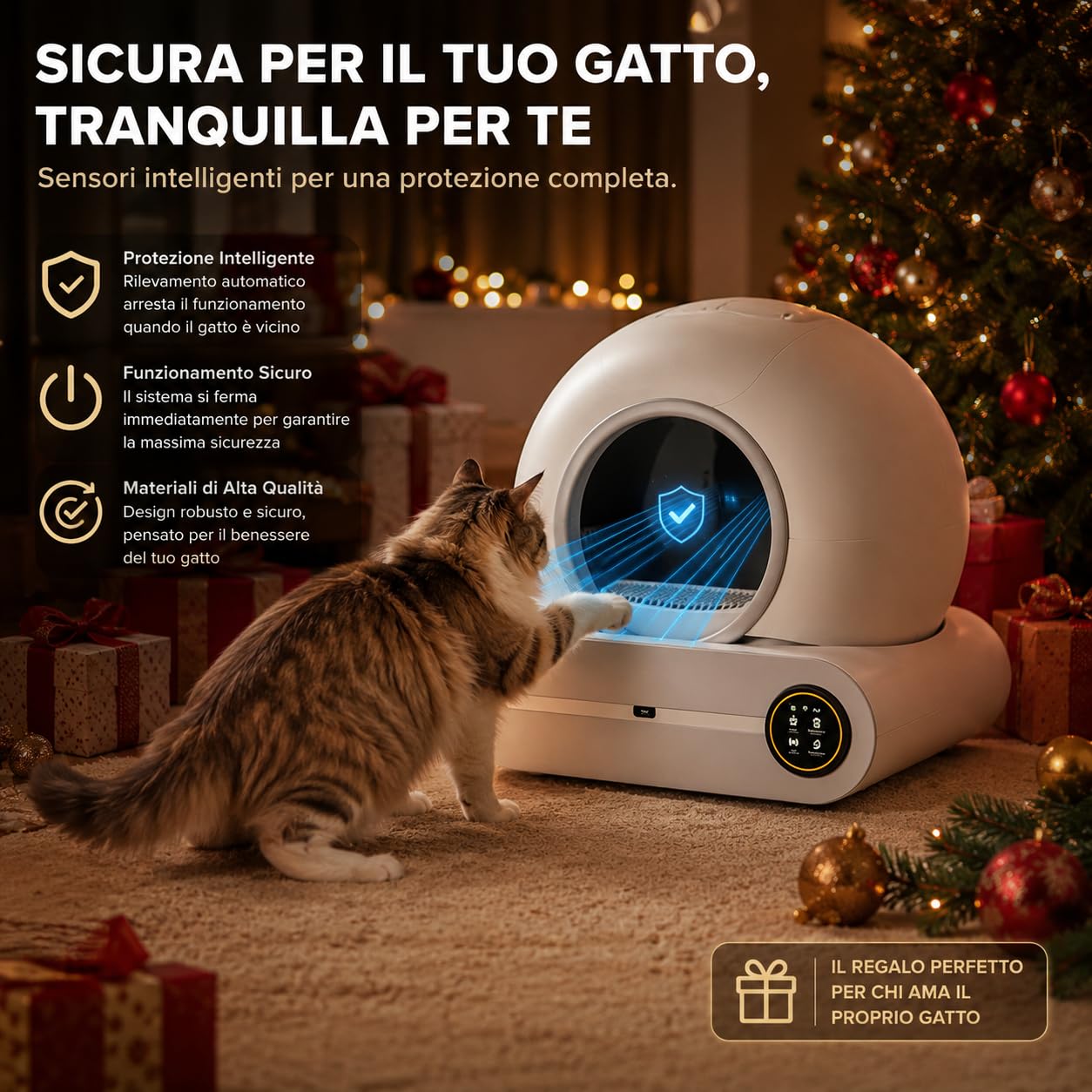 Lettiera Gatto Autopulente 65L + 9L, Lettiera Automatica per Gatti con Monitoraggio Sanitario APP, Include 1 Tappetino e 5 Rotoli di Sacchi per la Spazzatura