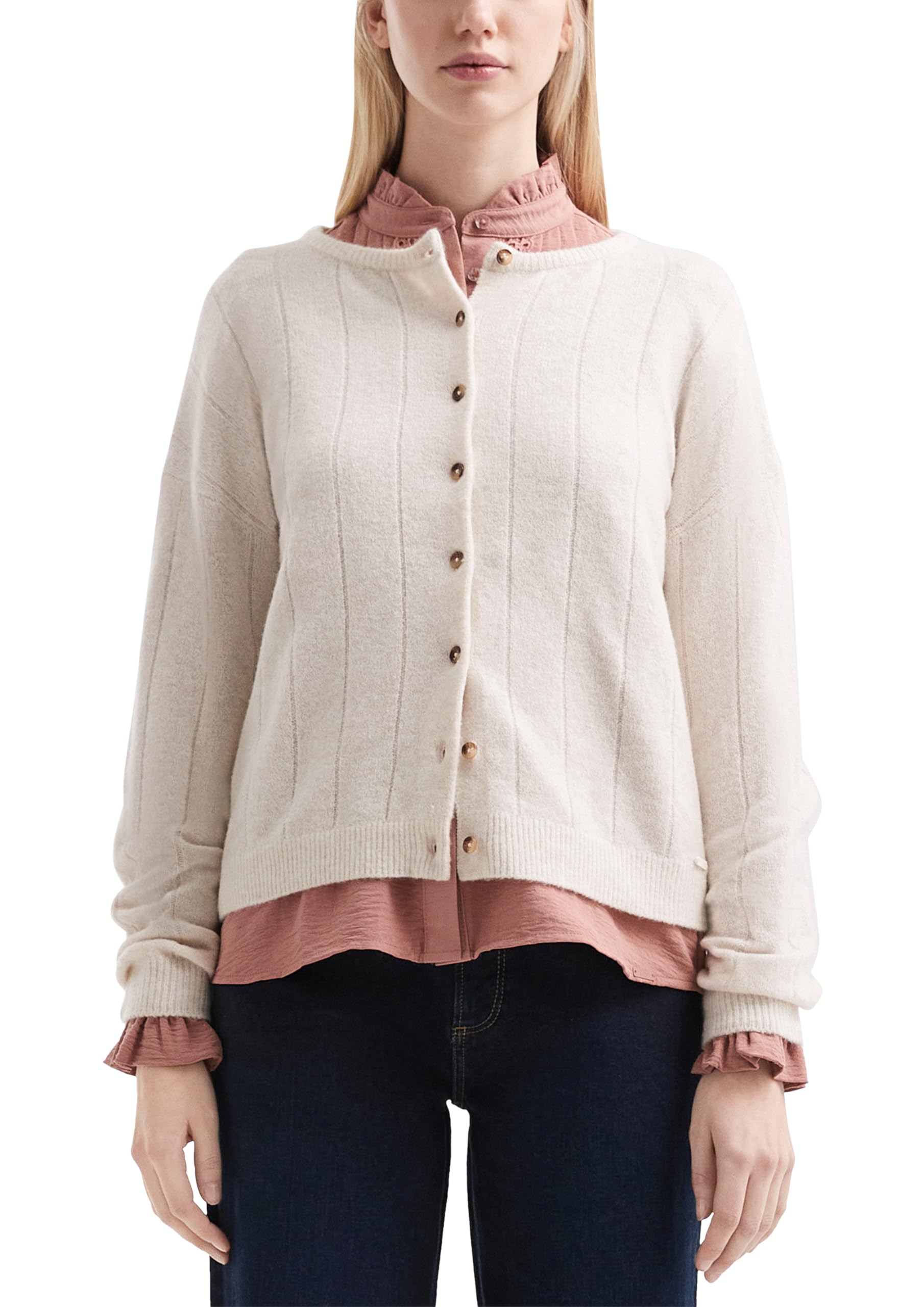 QS Weicher Cardigan mit überschnittenen Schultern