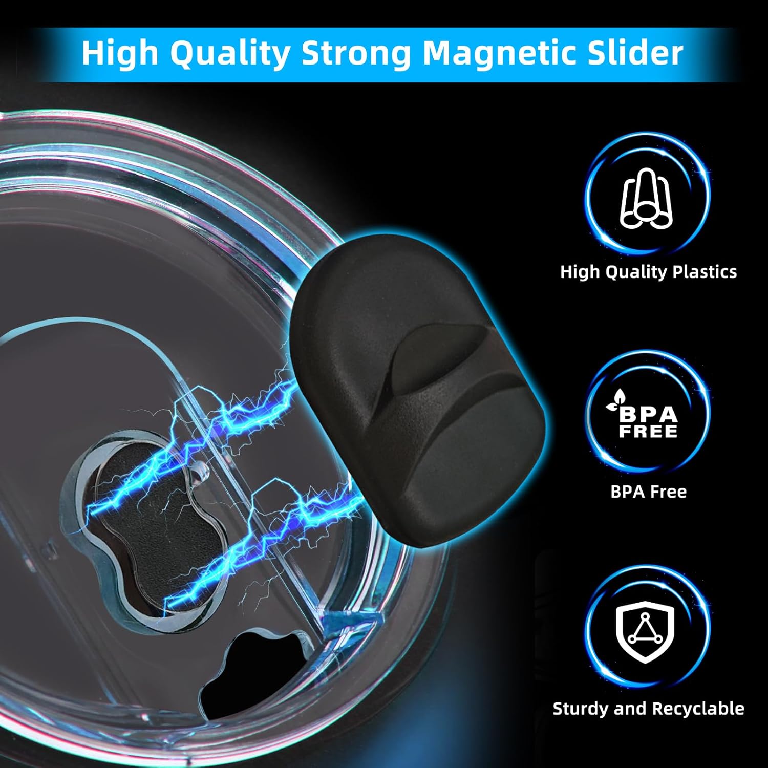 2 Pack Tumbler Lids for YETI, Replacement Lids Compatible with YETI 35/42 oz Tumbler with Handle, 30 oz Travel Mug, 26 oz Straw Cup, 14 oz Mug, BPA Free Cup Lids with Magnetic Slider Switch - Image 2