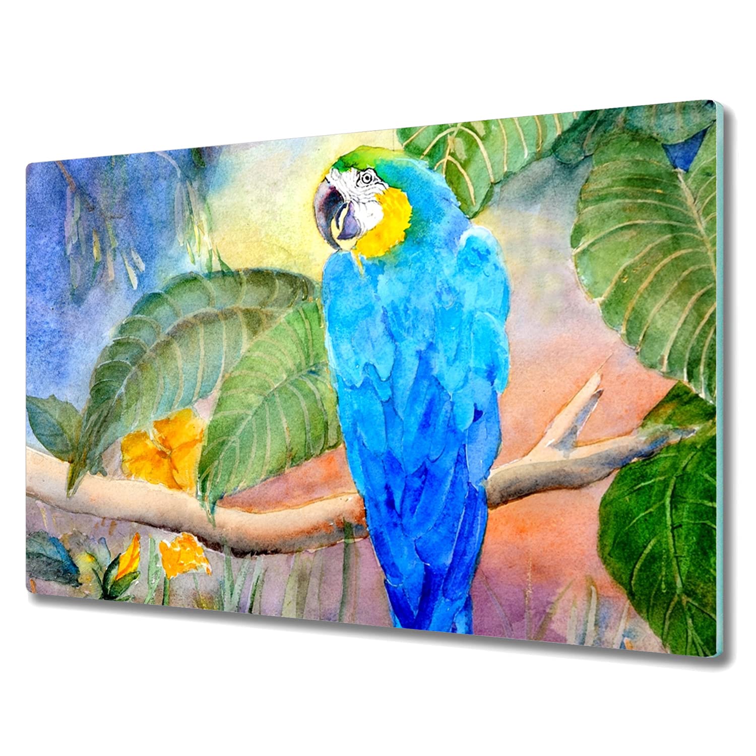 Planche en verre de sécurité 80x52cm, tapis de découpe haut de gamme motif perroquet animal
