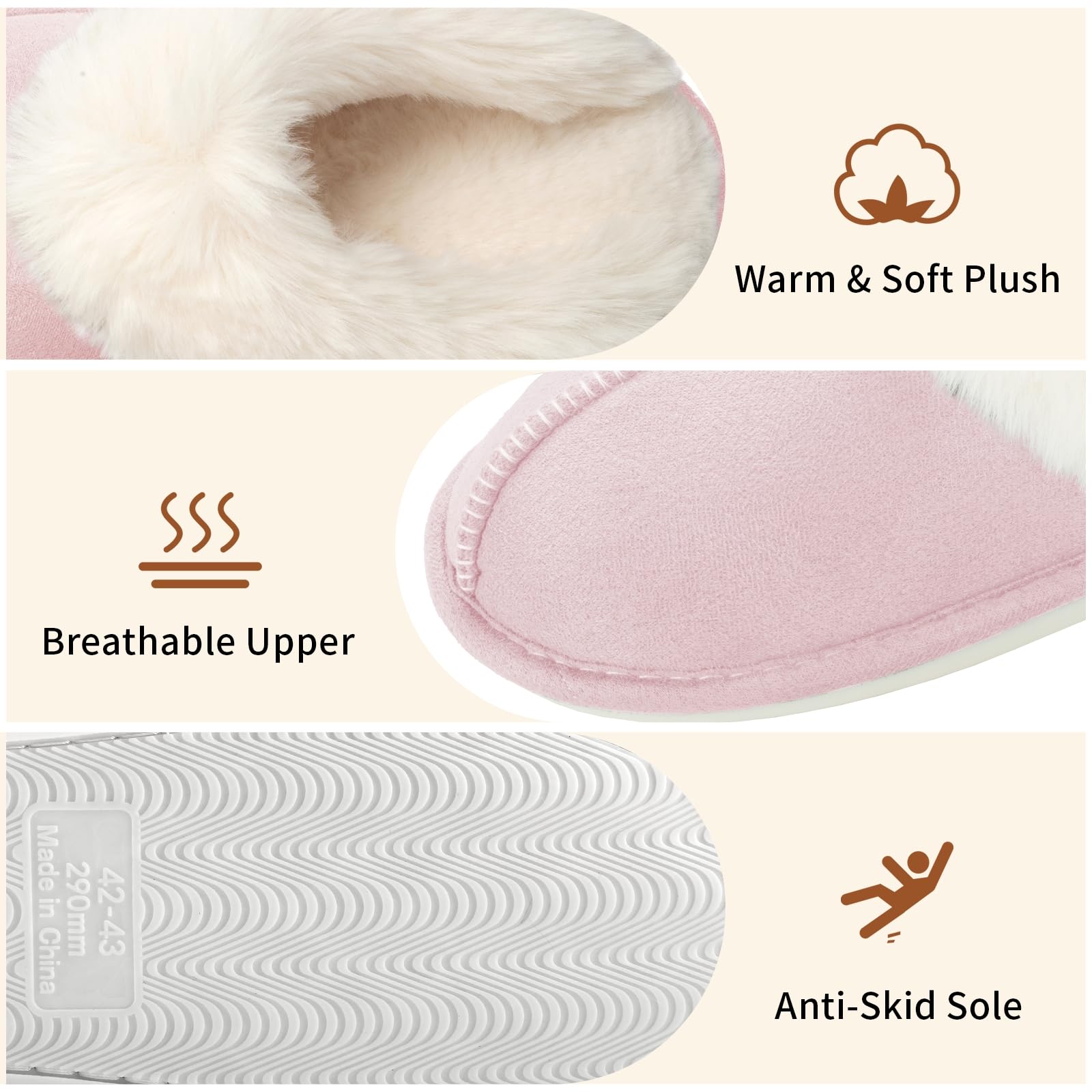 HILAX Pantofole Donna Uomo Invernali Peluche Ciabatte Casa Comode Pelose Inverno Scarpe di Cotone Morbida Slippers Winter Interne