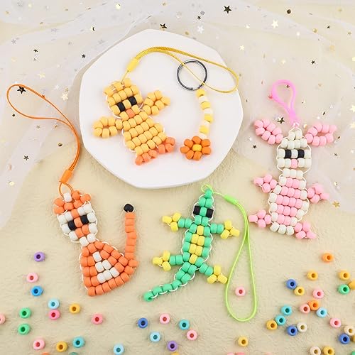 Miniatura 7 de Fire Beetle Juego de 2600 cuentas de poni, juego de manualidades de plástico mate opaco, multicolor, pulsera de cuentas de poni para bricolaje,