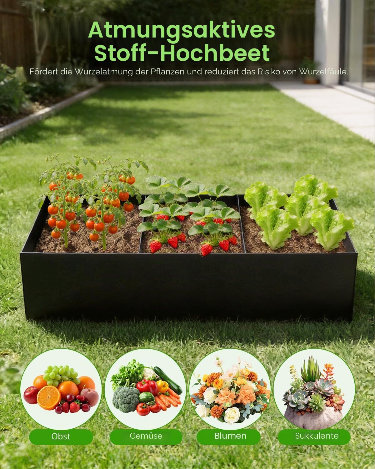 Gurken Rankhilfe 127 x 162cm mit Pflanztasche, 2-in-1 Rankhilfe für Gurken & Tomaten, Höhenverstellbares Tomatenkäfig mit atmungsaktiver Stoffplanter für Garten, Balkon & Terrasse