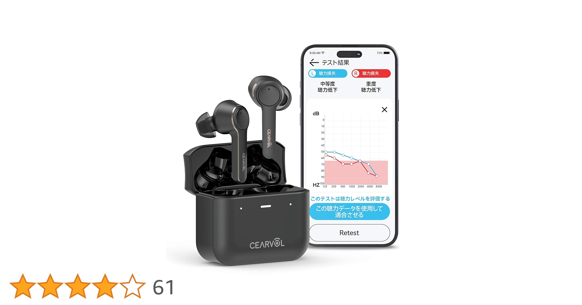 Amazon.co.jp: Cearvol 集音器 Bluetooth5.3 ワイヤレスイヤホン型