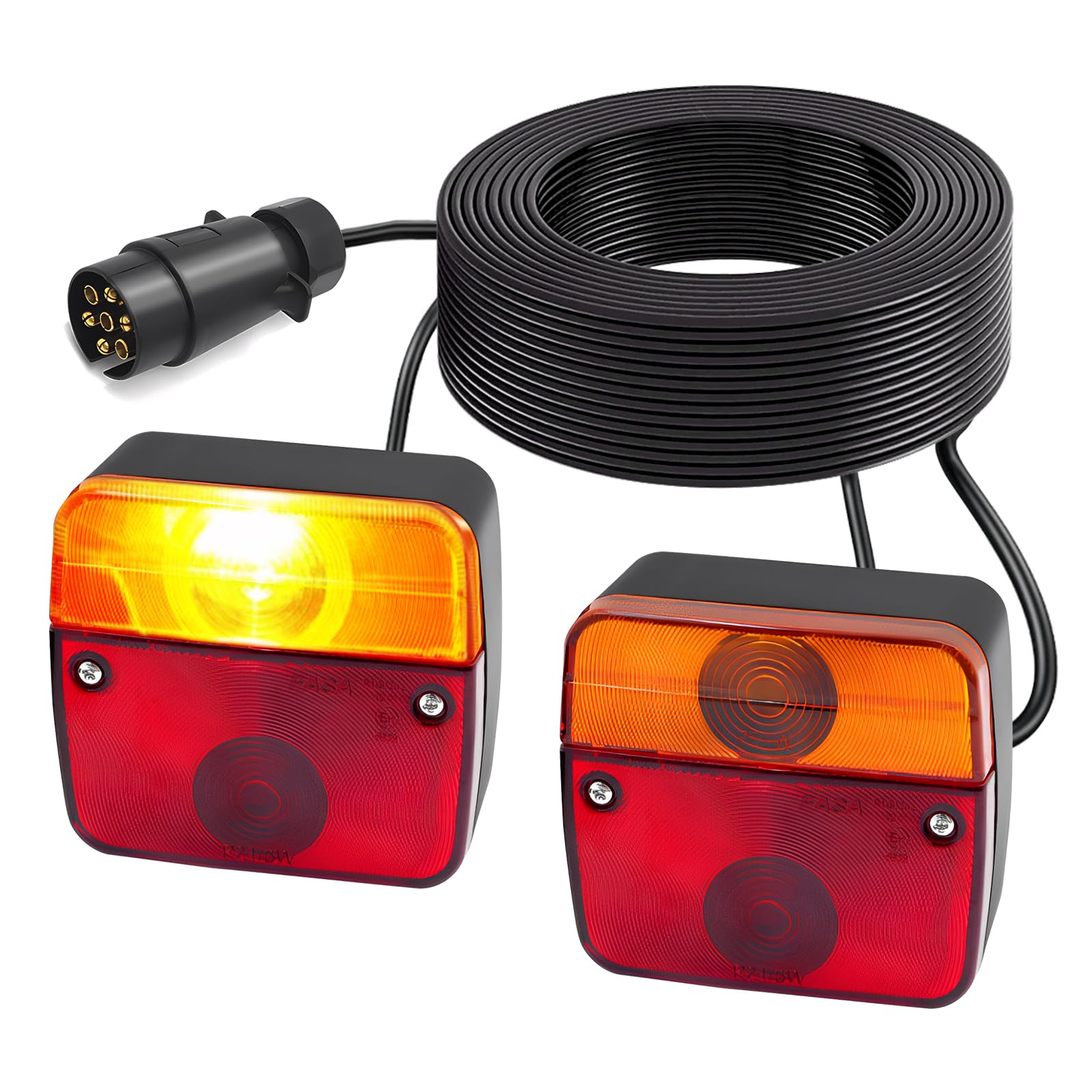 Aoling トレーラー テールランプ 12V 赤 黄 2色 EU 7ピン カプラー ブレーキ ウインカー トレーラー ヒッチメンバー 汎用 2個セット