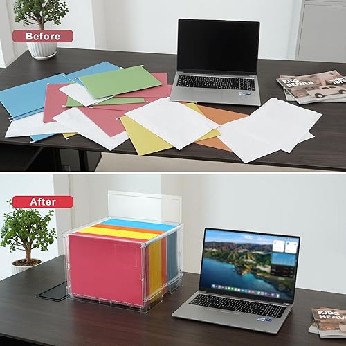 Miniatura 6 de UMAIL Caja de archivos, organizador de archivos colgantes, contenedores de almacenamiento portátiles con tapas, soporte de archivos tamaño carta