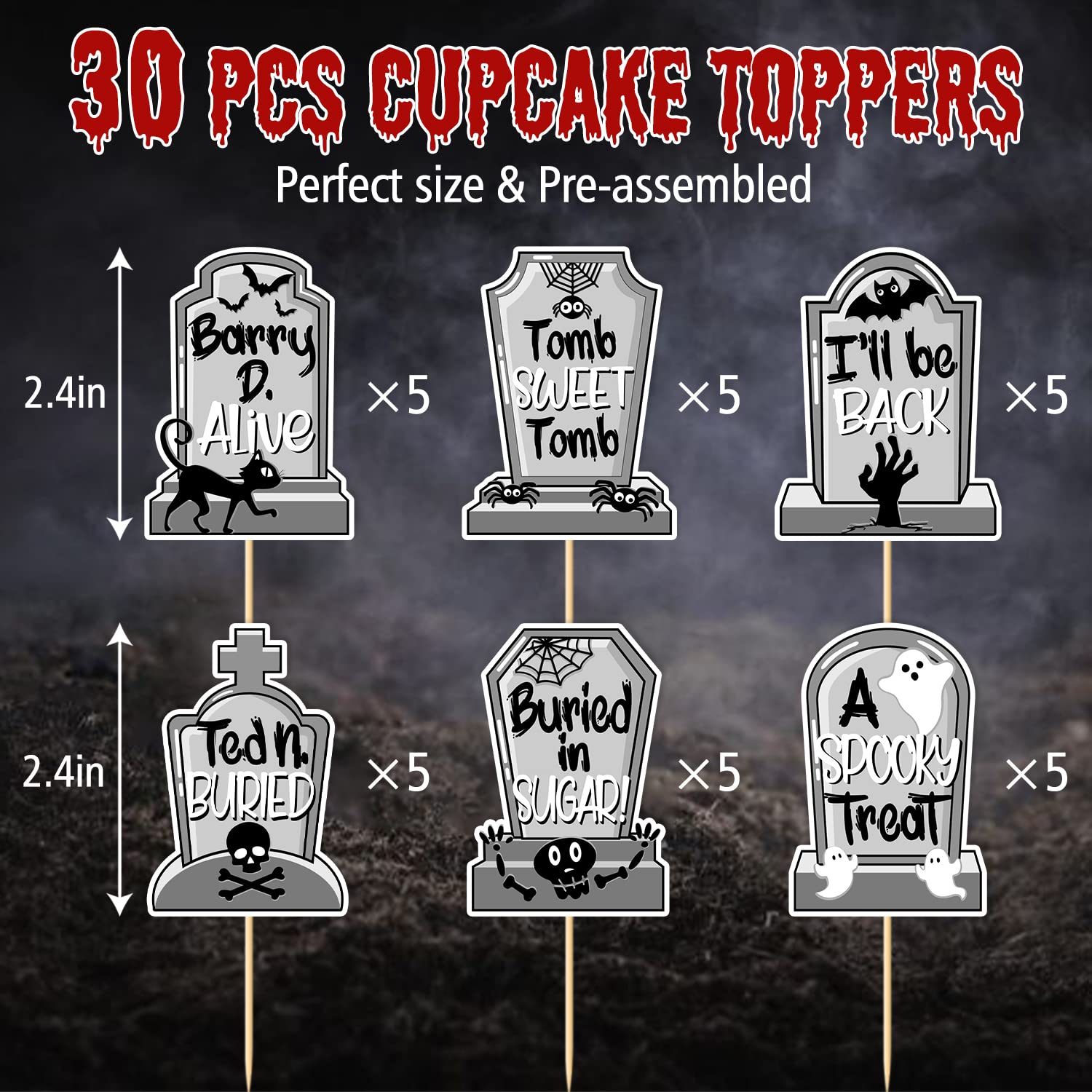 Halloween Cake Topper Sickle Hnted House Theme C... – Vicedeal - View #3