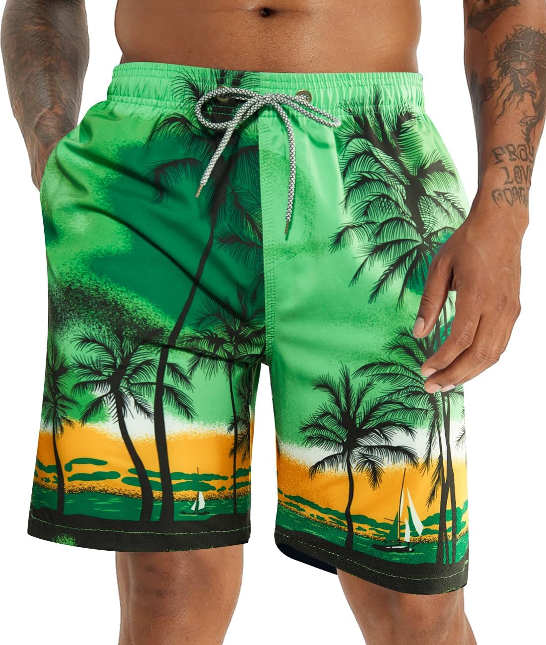 APTROMen's Swim Trunks 9" Quick Dry Swimsuits Beach Bathing Suits Swim Board Shorts Mesh Liner