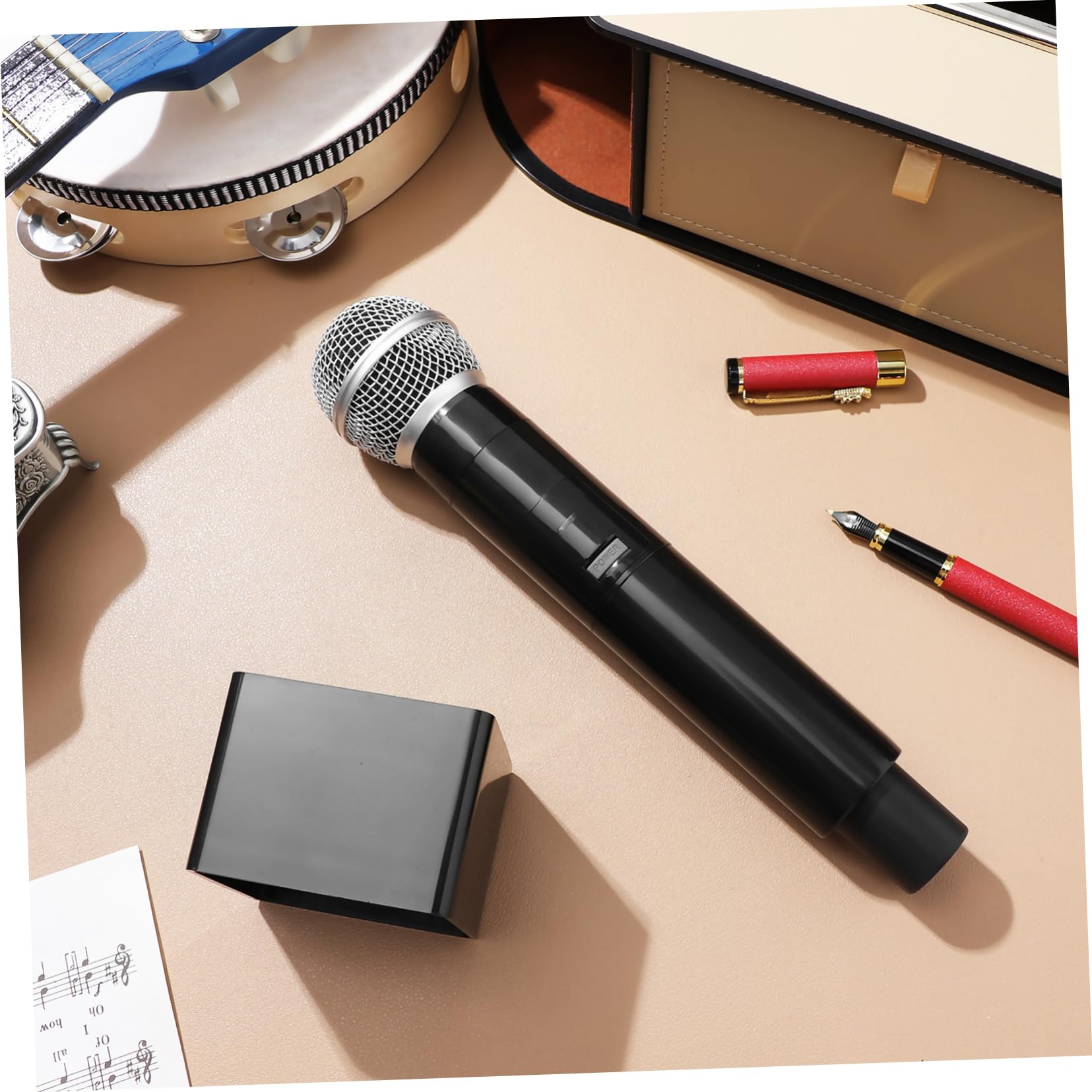 BESPORTBLE 4 Microfono Simulazione Leggero con Base Quadrata Microfono per Feste Spettacoli e Karaoke Palco