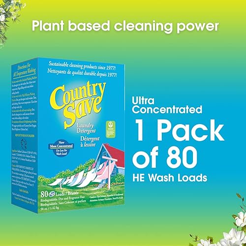 Miniatura 2 de Country Save Detergente para ropa en polvo natural HE - Detergente natural en polvo transparente y libre de productos químicos - Detergente para