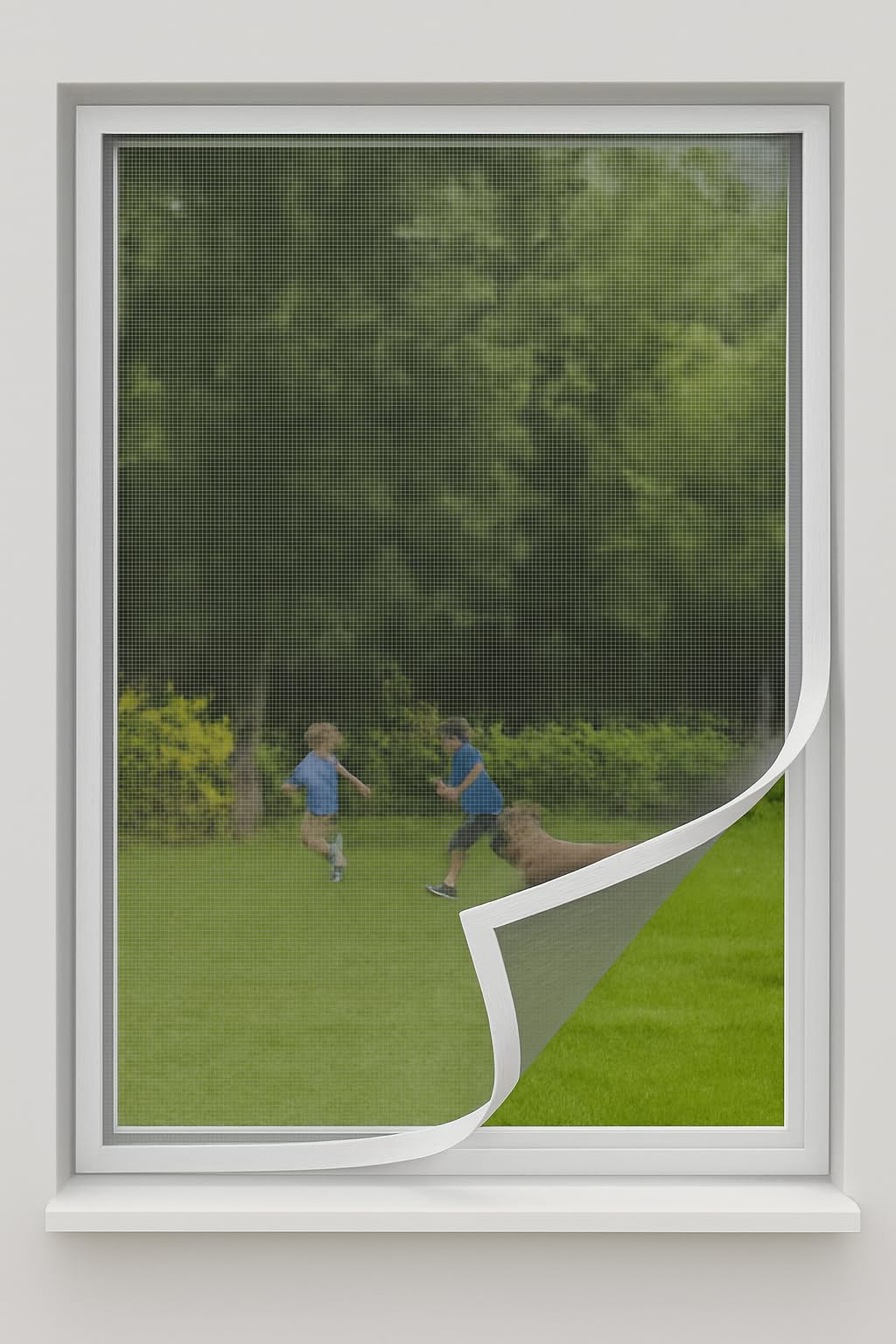 Window Mosquito Screen Net 3X4 Greywith Frame, Self-Adhesive Mesh for Insect Protection, Grey-image-38