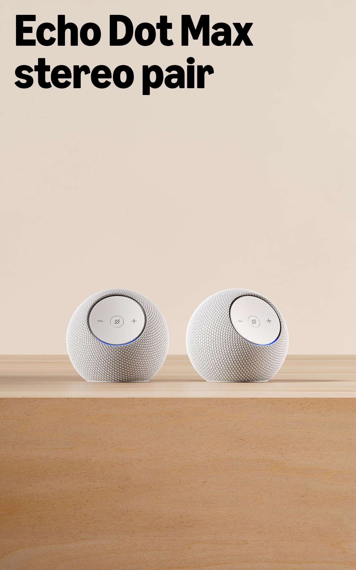 Echo Dot Max (newest model) stereo pair, Glacier White Glacier White Stereo (Pack of 2)