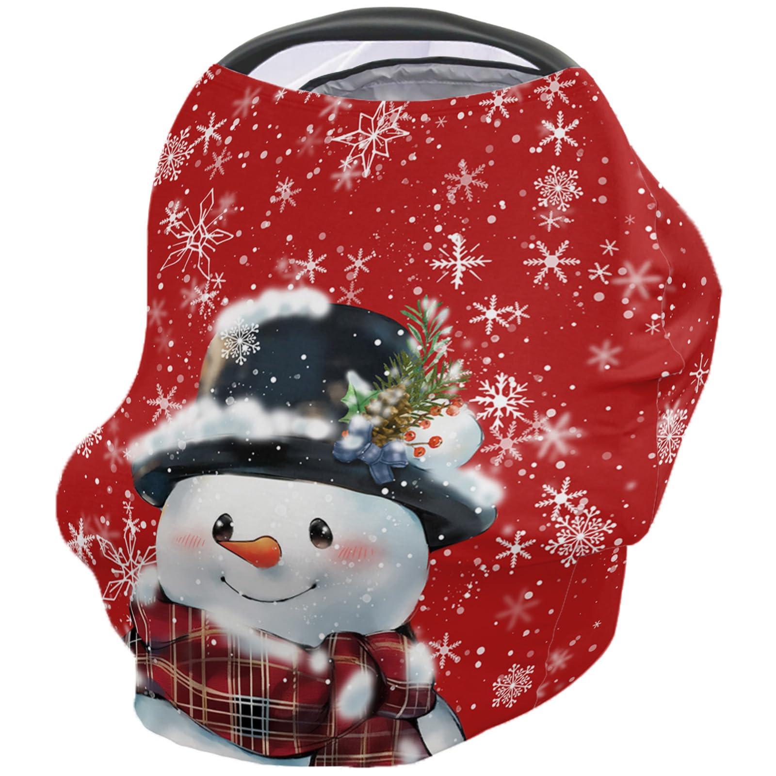 Nursing Cover for Breastfeeding Scarf, Merry Christmas Snowflakes Snowman Red Baby Car Covers Super Soft Multi Use for Canopy Shopping Cart Cover Blanket Stroller Cover