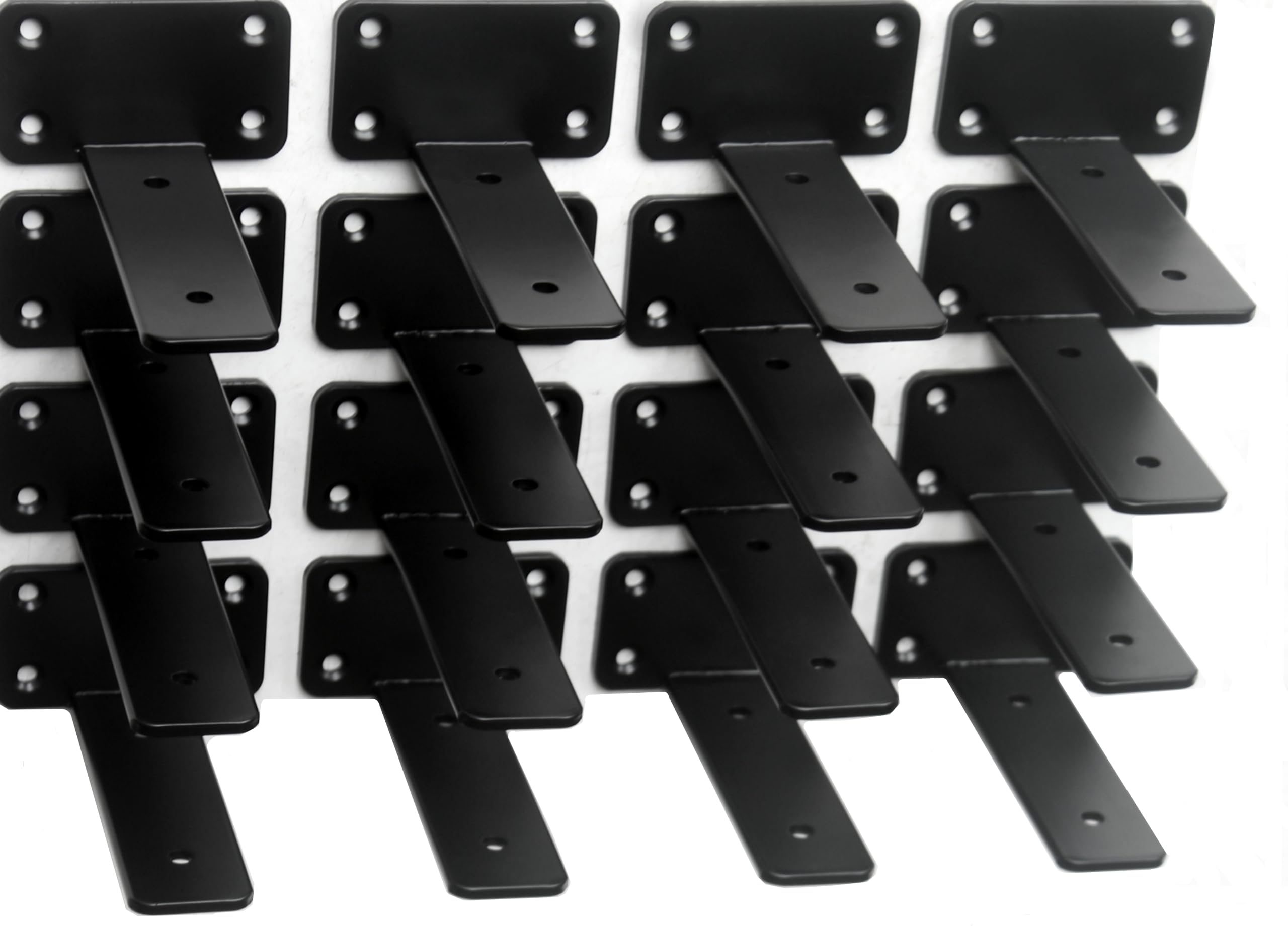 20 Pack - 5 inch Black Hidden L Shelf Bracket (1/5 Inch Thicked) Iron Floating Shelf Brackets Rustic Industrial Metal Brackets for Shelf Support