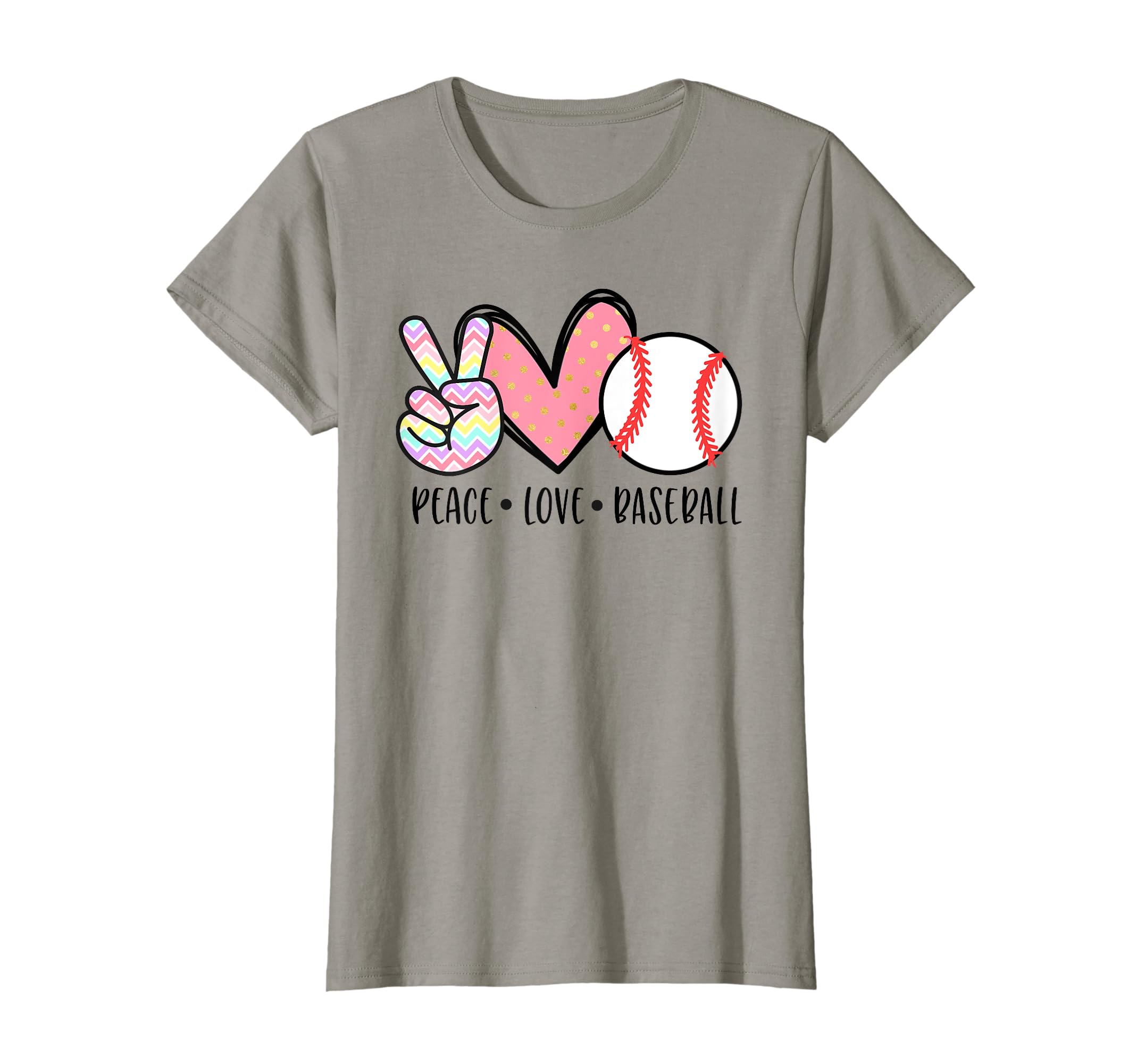 TeylieDesignPeace Love Baseball Funny for Girls Teens Mom Women T-Shirt