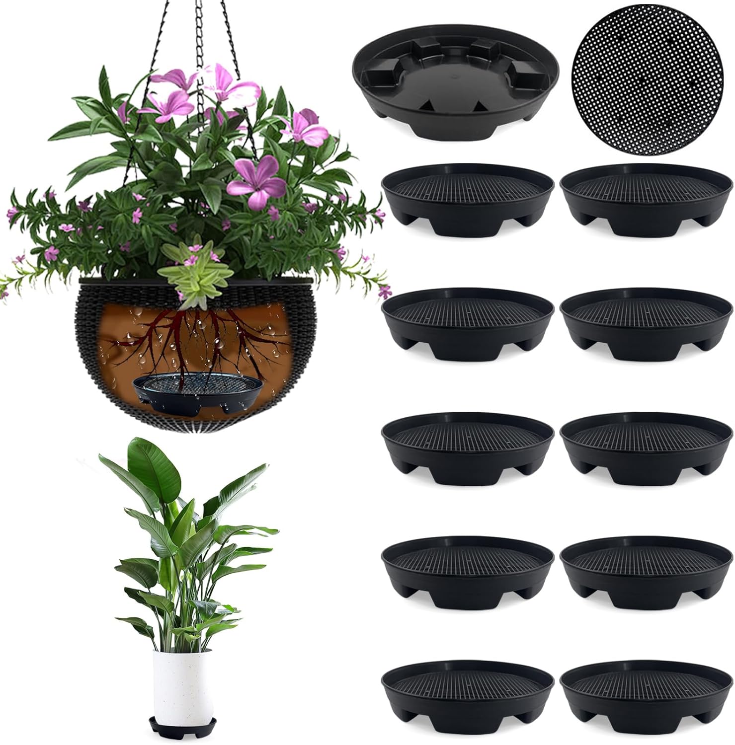 7.16” Self Watering Planter Insert, 10 Pack Invisible