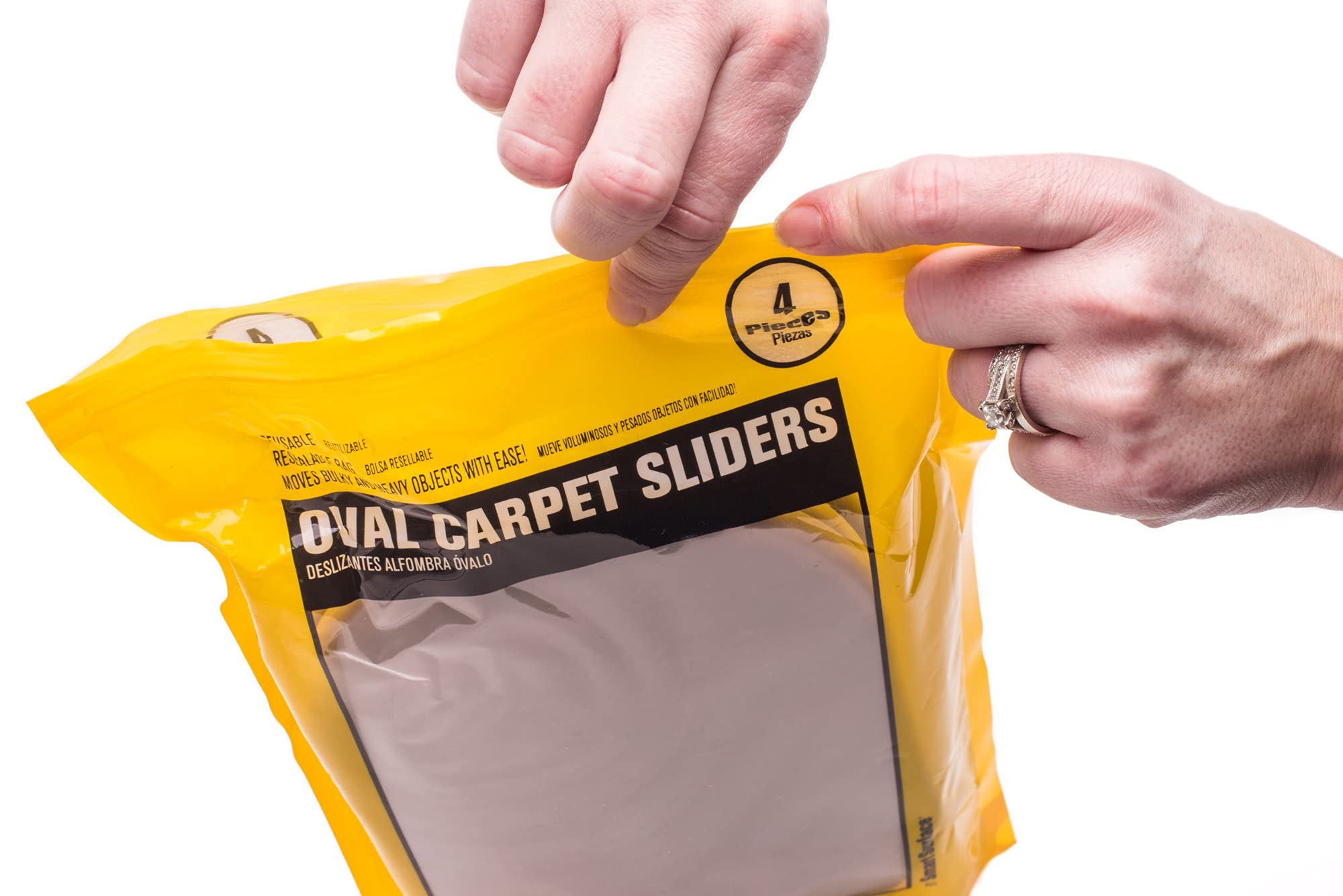 8290 Large XL Reusable Oval Carpet Furniture Sliders 9-1 2 x 5-3 4 4-Pack in Resealable Bag — view 9