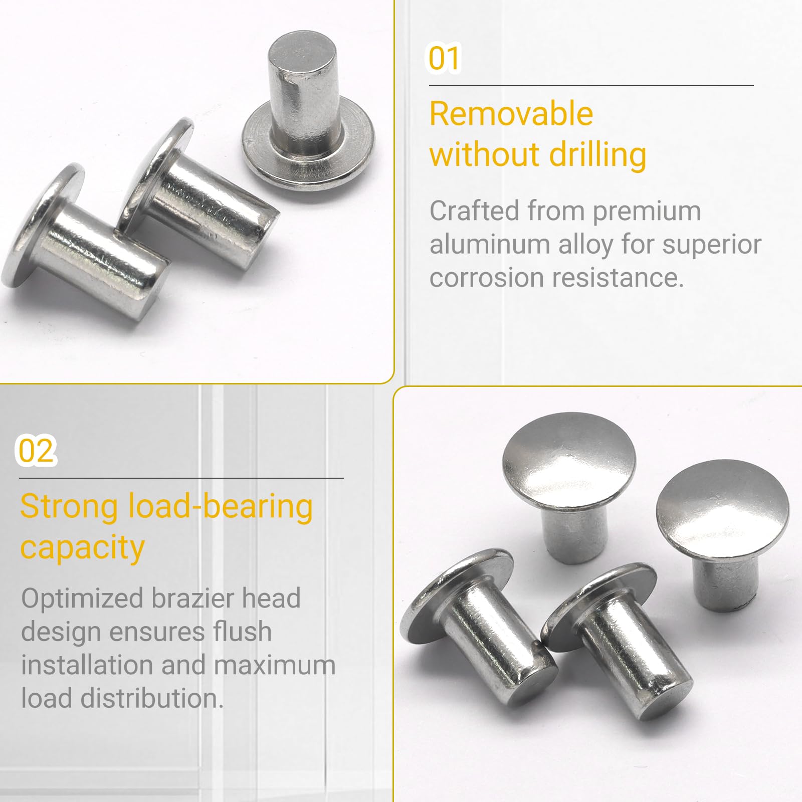 Aluminum Rivets 120PCS - Corrosion Resistant -4