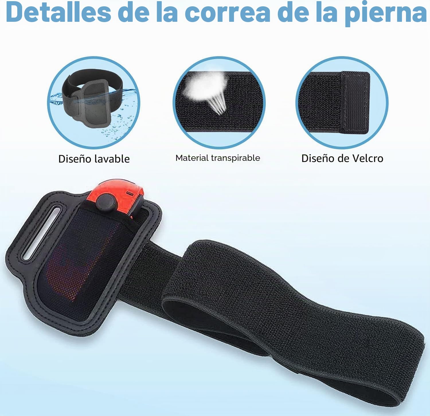JoyHood Correa para Pierna para Controladores Switch/Switch OLED Joy-con, Accesorios de Juego para Switch Sports Play Soccer/Ring Fit Adventure, Correas Elásticas Ajustables para Piernas Switch